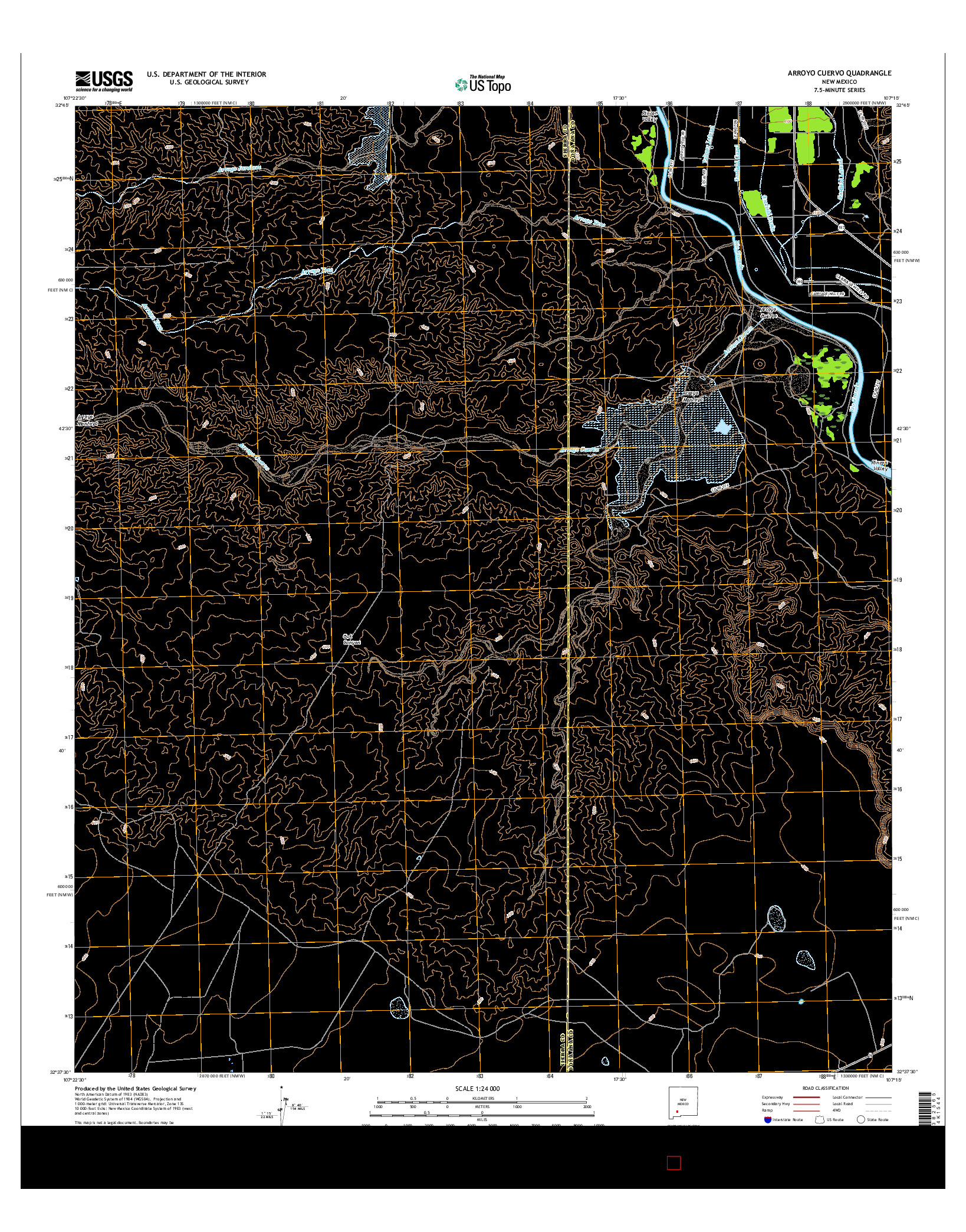 USGS US TOPO 7.5-MINUTE MAP FOR ARROYO CUERVO, NM 2017