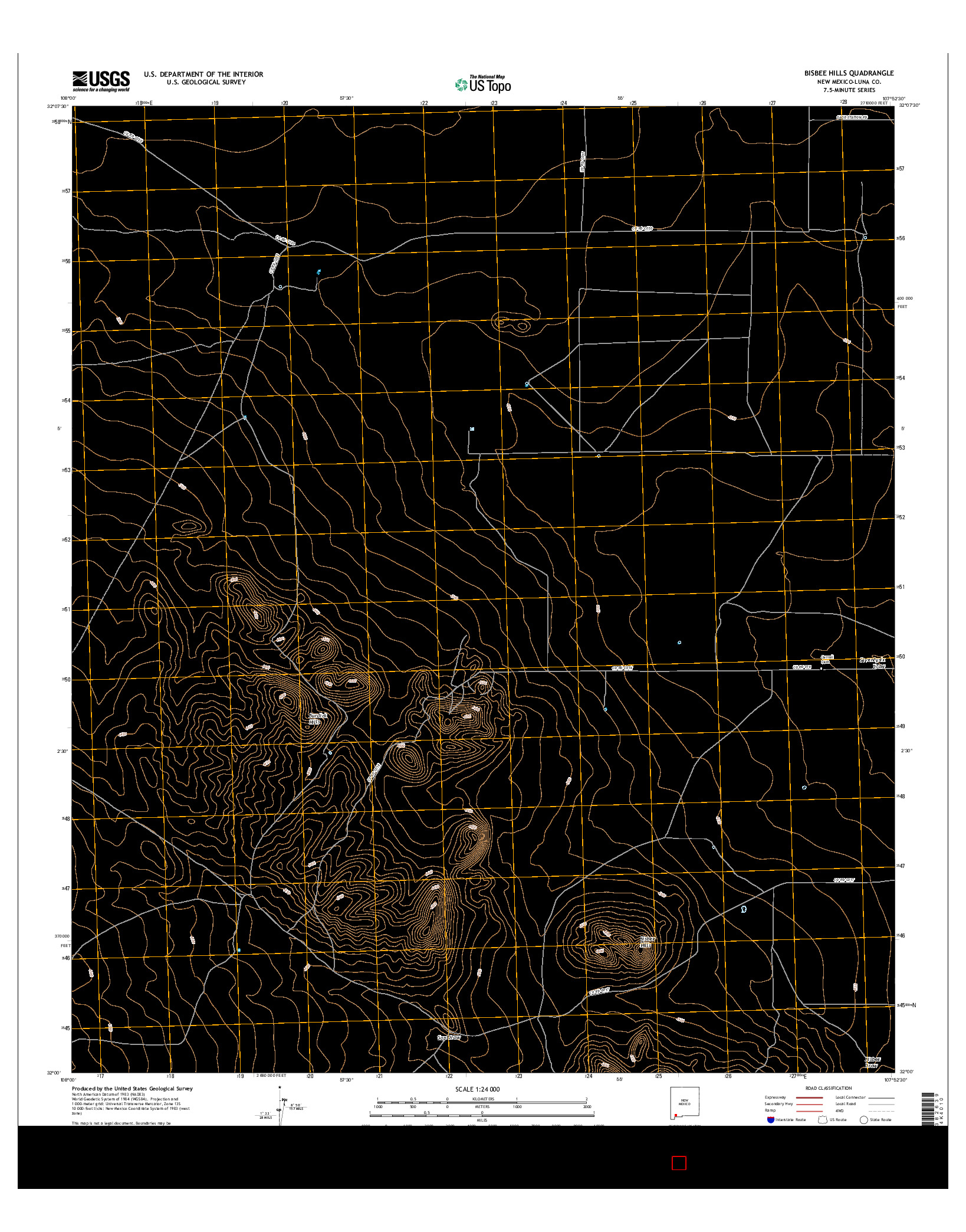 USGS US TOPO 7.5-MINUTE MAP FOR BISBEE HILLS, NM 2017