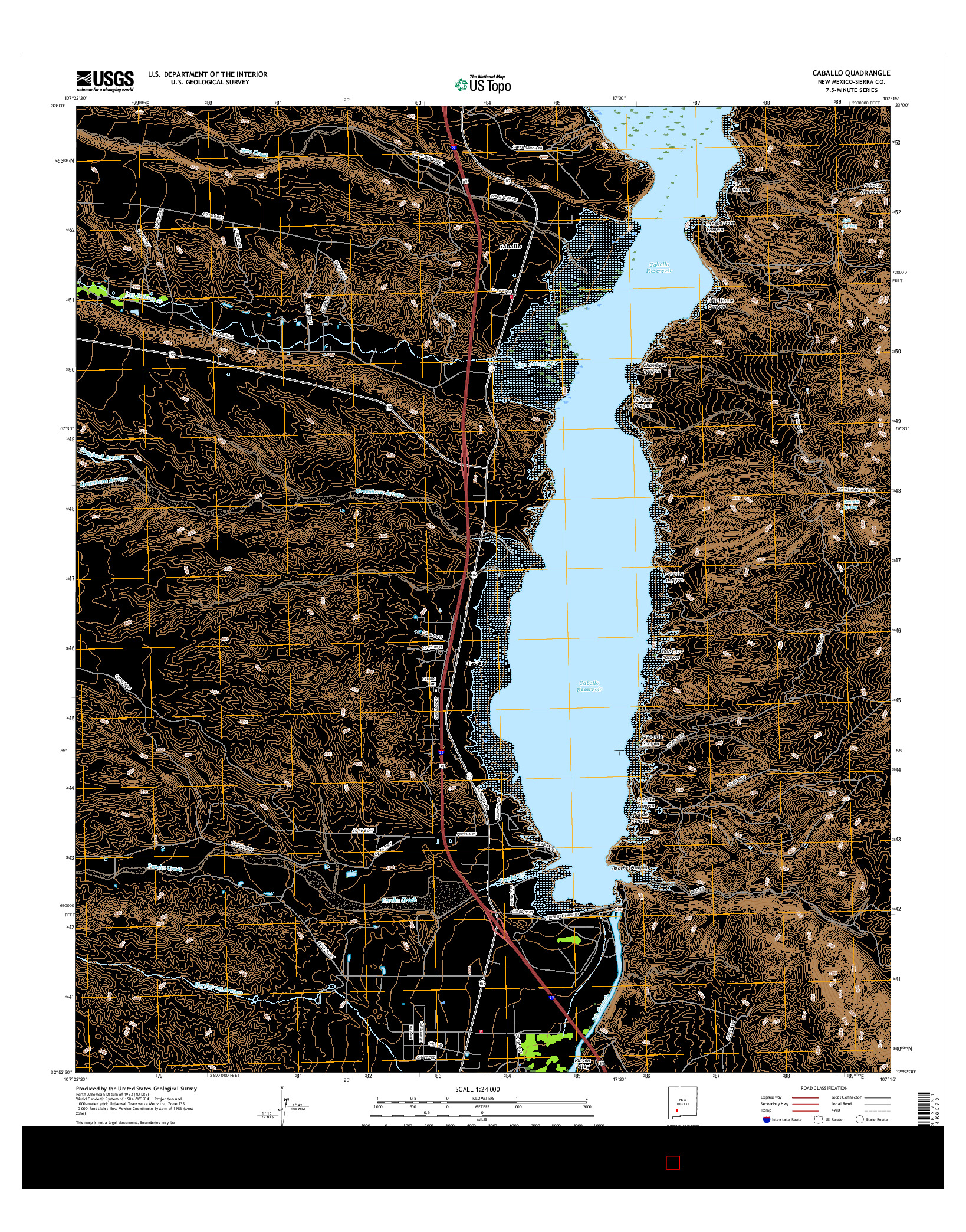 USGS US TOPO 7.5-MINUTE MAP FOR CABALLO, NM 2017