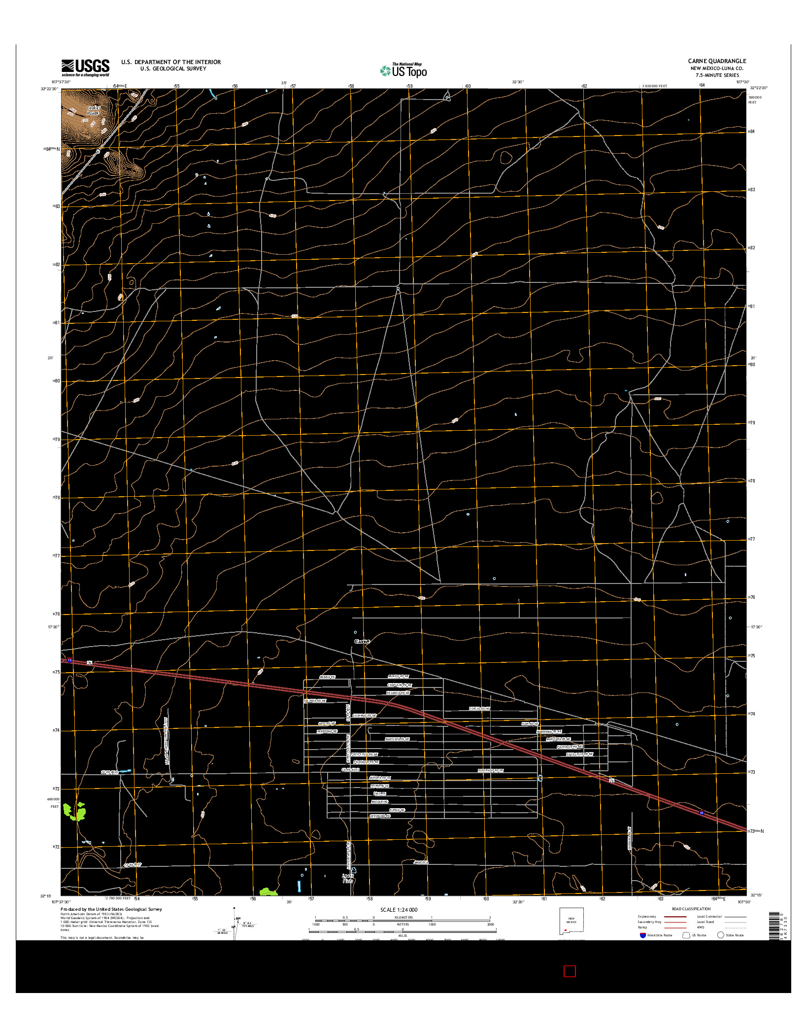 USGS US TOPO 7.5-MINUTE MAP FOR CARNE, NM 2017