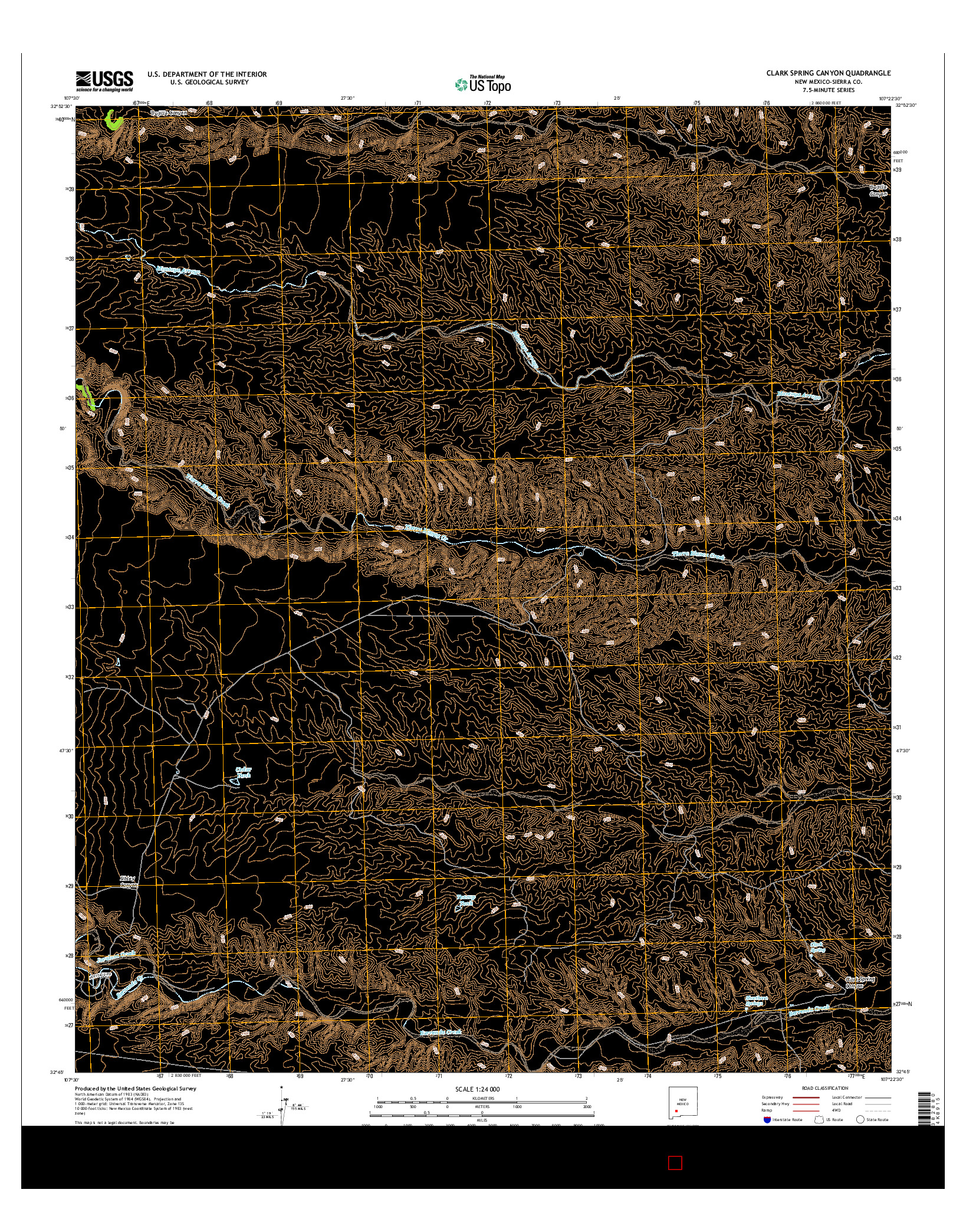 USGS US TOPO 7.5-MINUTE MAP FOR CLARK SPRING CANYON, NM 2017