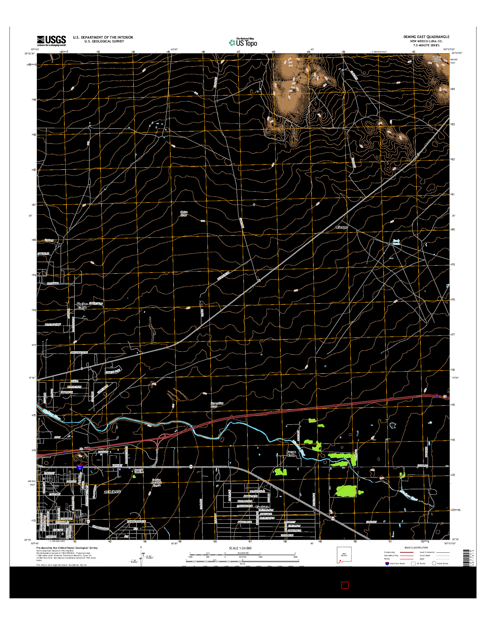USGS US TOPO 7.5-MINUTE MAP FOR DEMING EAST, NM 2017