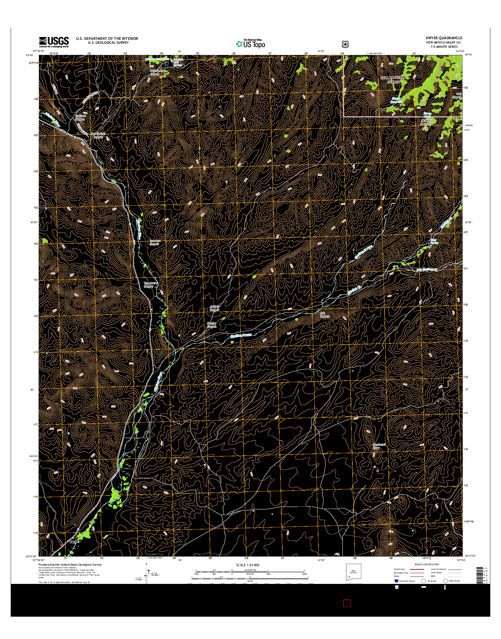 USGS US TOPO 7.5-MINUTE MAP FOR DWYER, NM 2017