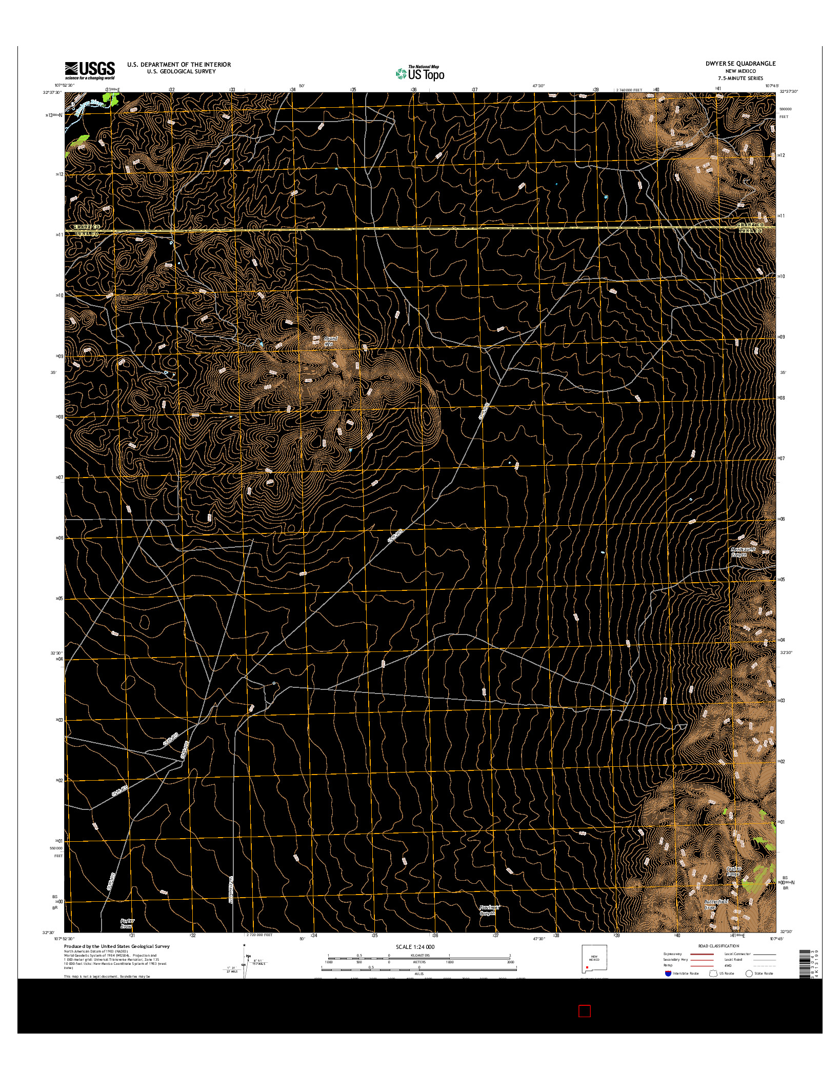 USGS US TOPO 7.5-MINUTE MAP FOR DWYER SE, NM 2017