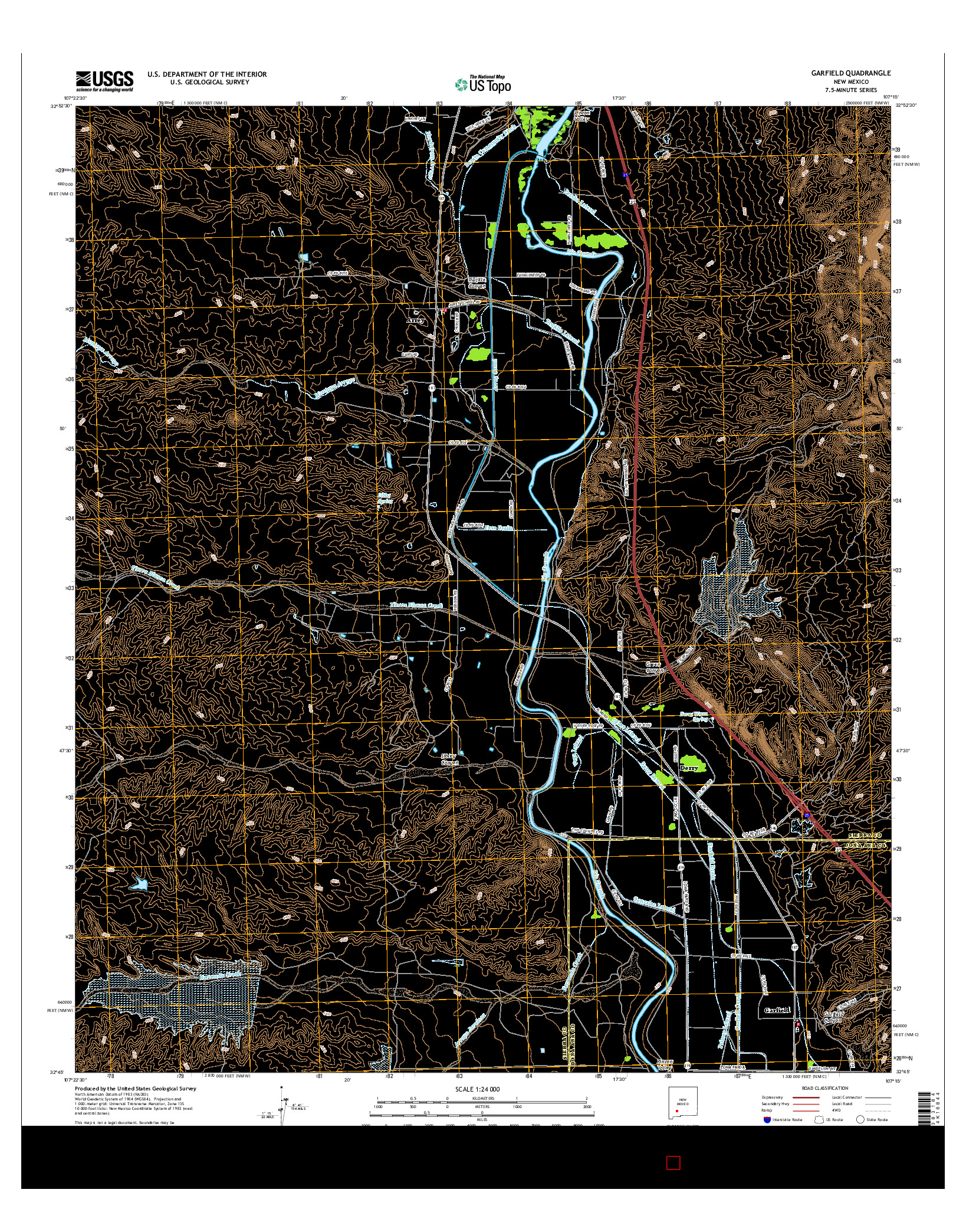USGS US TOPO 7.5-MINUTE MAP FOR GARFIELD, NM 2017