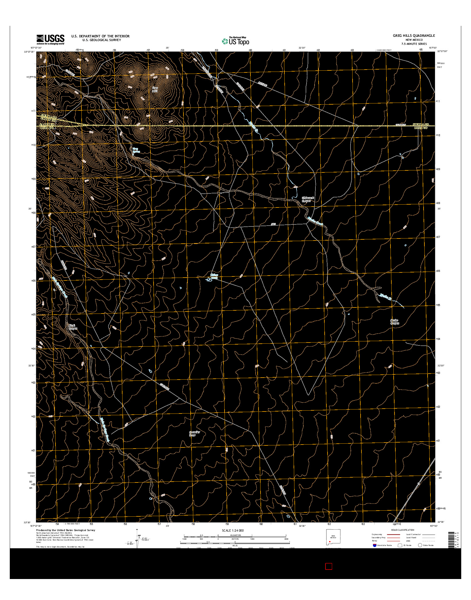 USGS US TOPO 7.5-MINUTE MAP FOR GREG HILLS, NM 2017