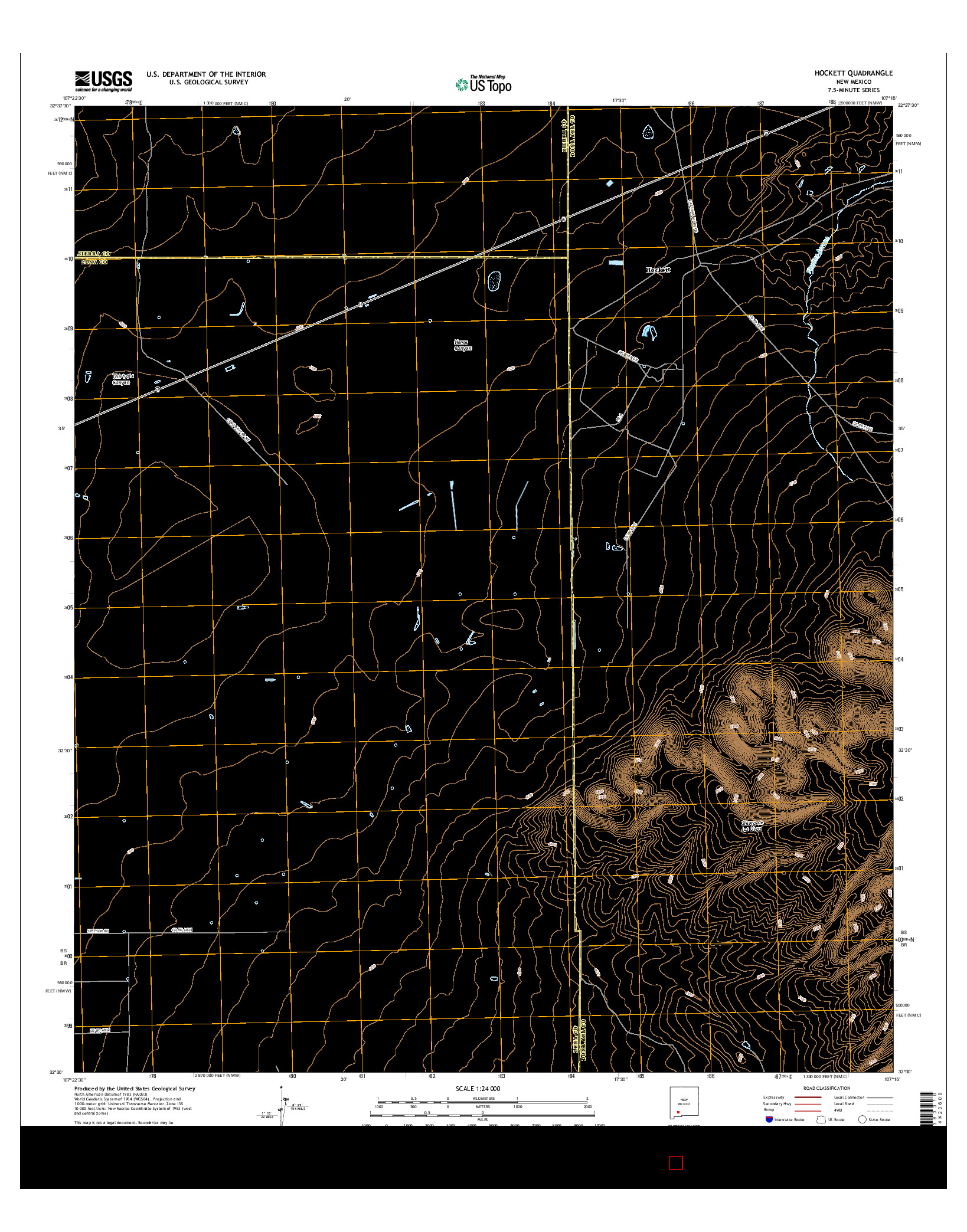 USGS US TOPO 7.5-MINUTE MAP FOR HOCKETT, NM 2017