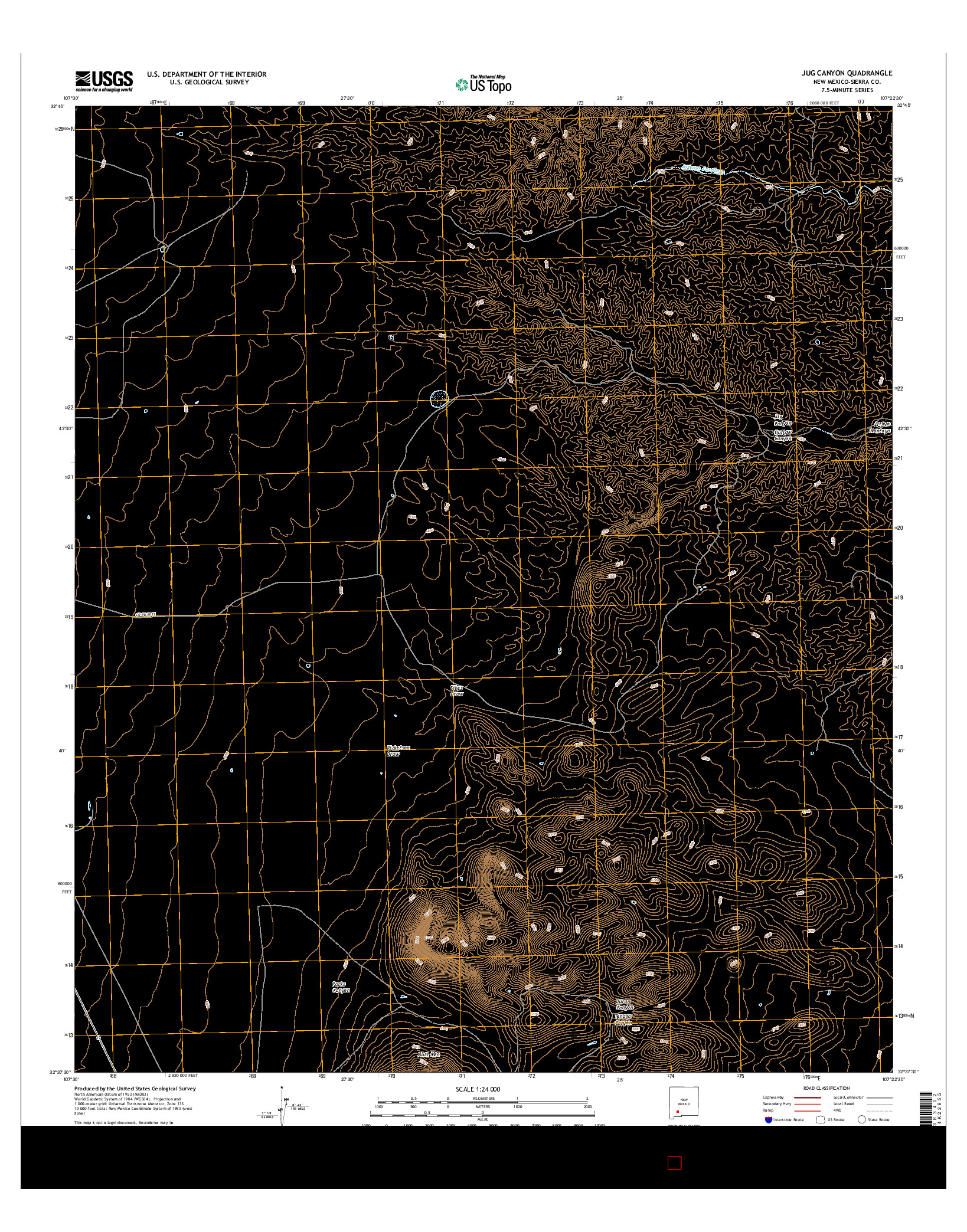 USGS US TOPO 7.5-MINUTE MAP FOR JUG CANYON, NM 2017