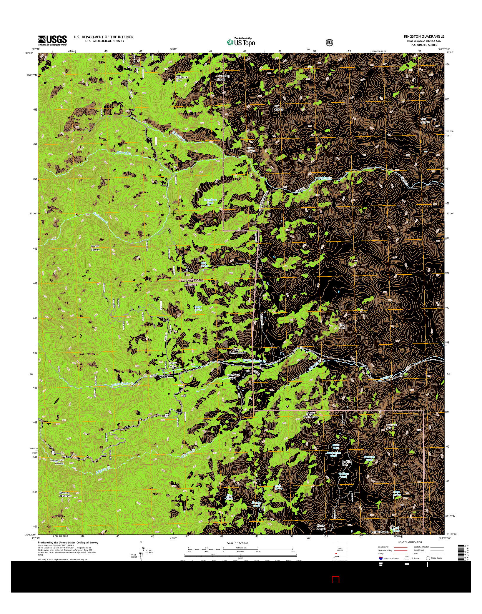 USGS US TOPO 7.5-MINUTE MAP FOR KINGSTON, NM 2017