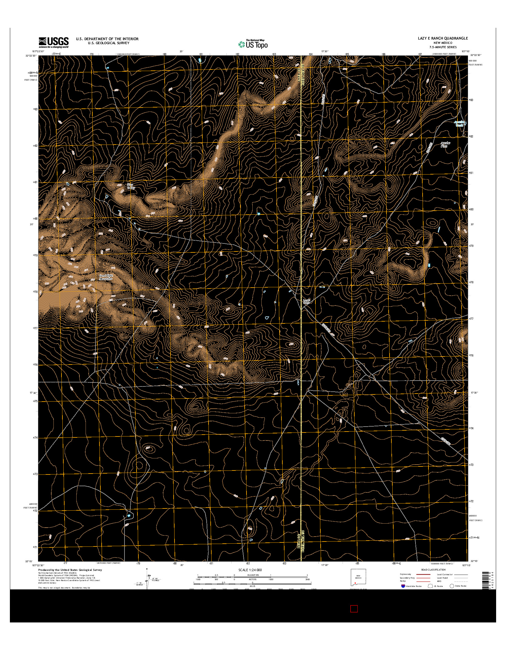 USGS US TOPO 7.5-MINUTE MAP FOR LAZY E RANCH, NM 2017