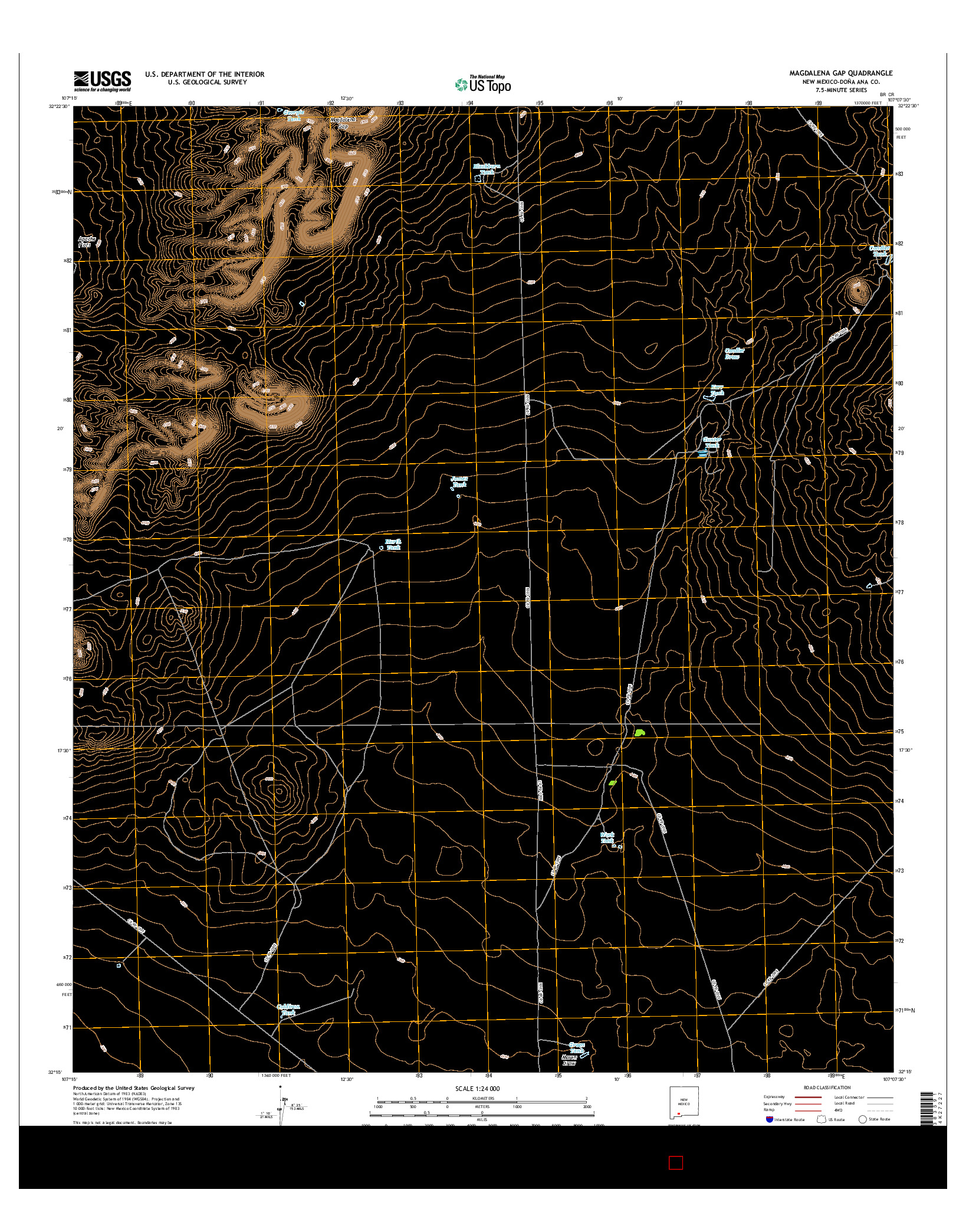 USGS US TOPO 7.5-MINUTE MAP FOR MAGDALENA GAP, NM 2017