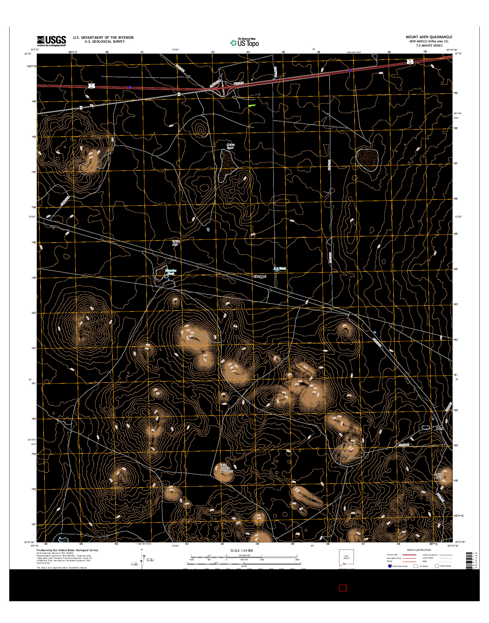 USGS US TOPO 7.5-MINUTE MAP FOR MOUNT ADEN, NM 2017