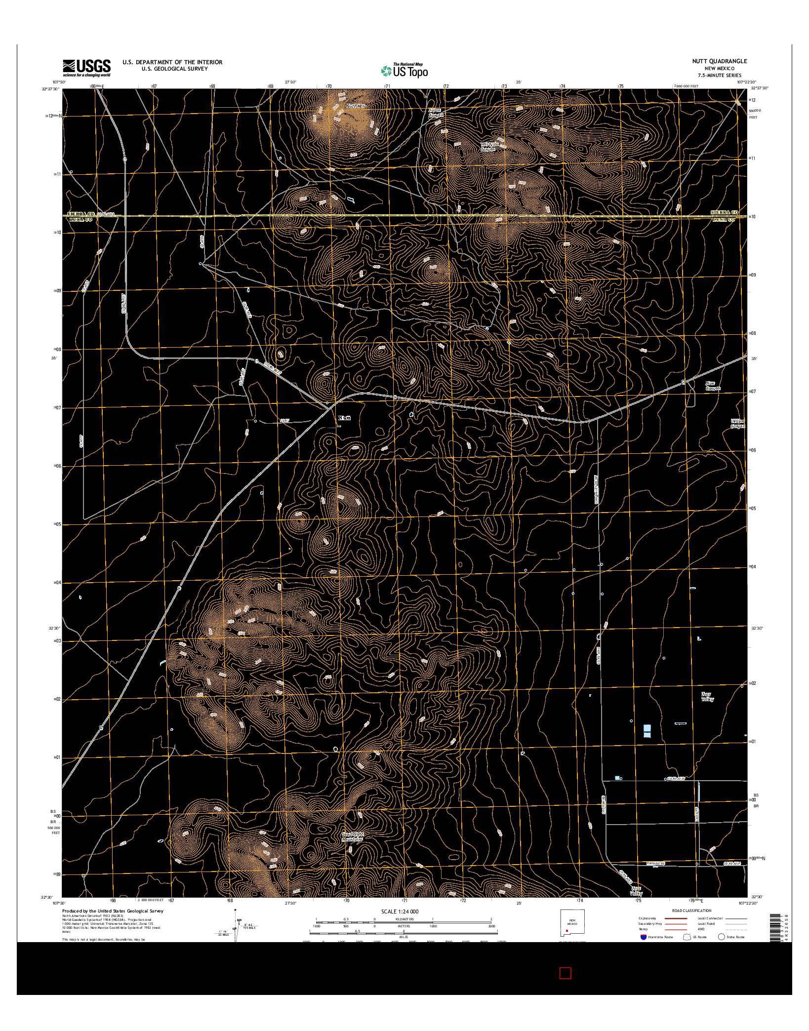 USGS US TOPO 7.5-MINUTE MAP FOR NUTT, NM 2017