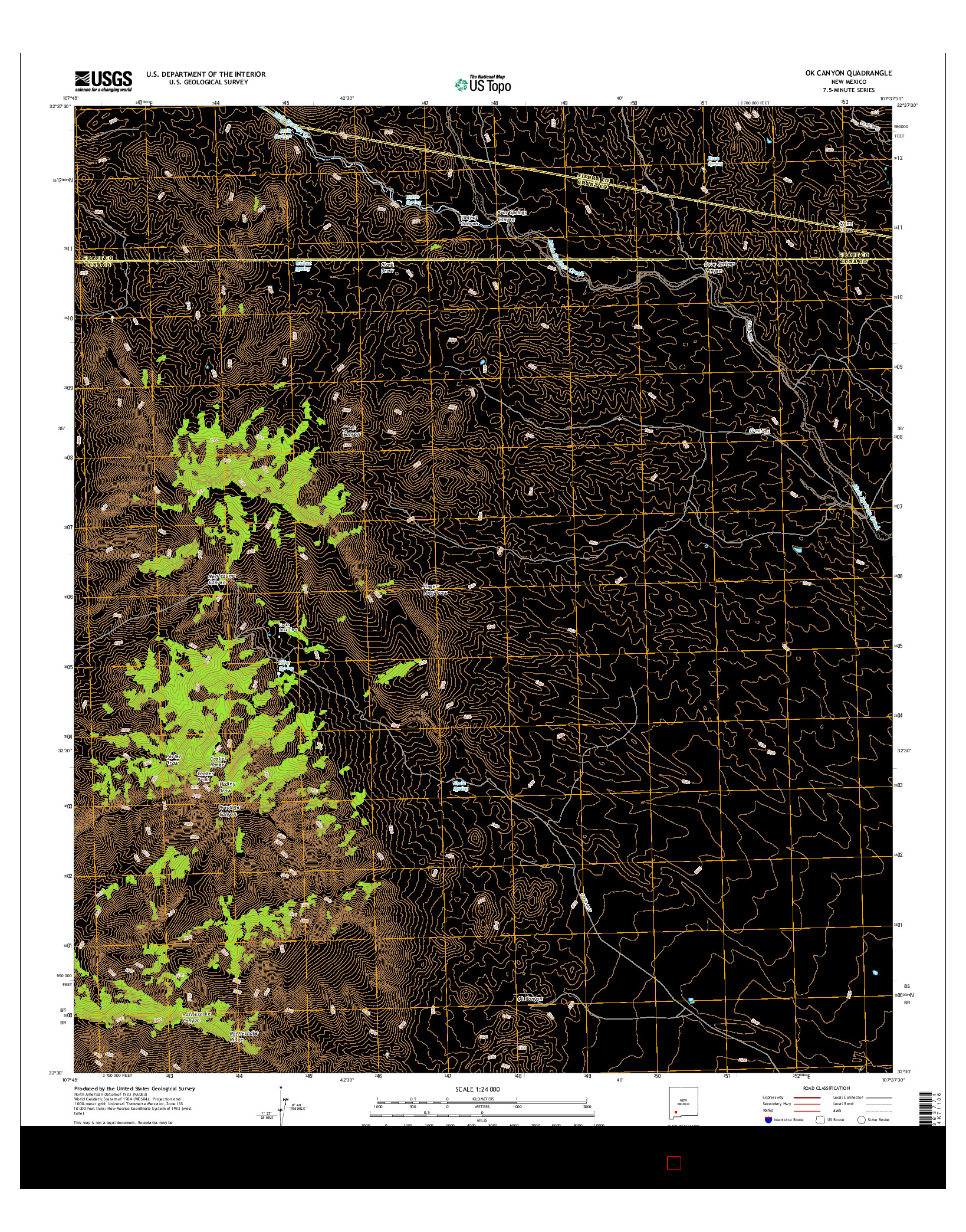 USGS US TOPO 7.5-MINUTE MAP FOR OK CANYON, NM 2017