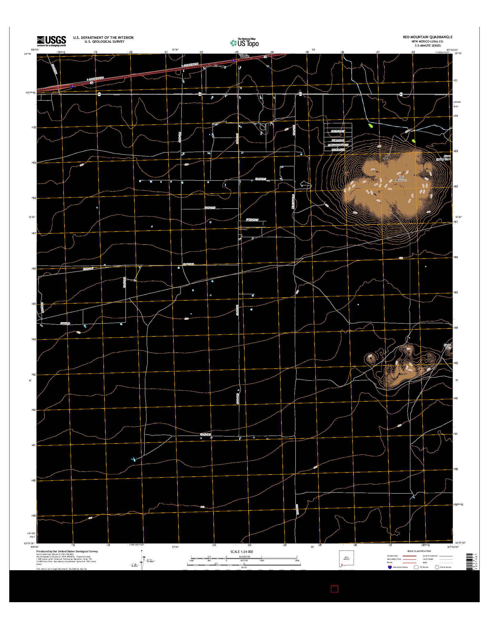 USGS US TOPO 7.5-MINUTE MAP FOR RED MOUNTAIN, NM 2017