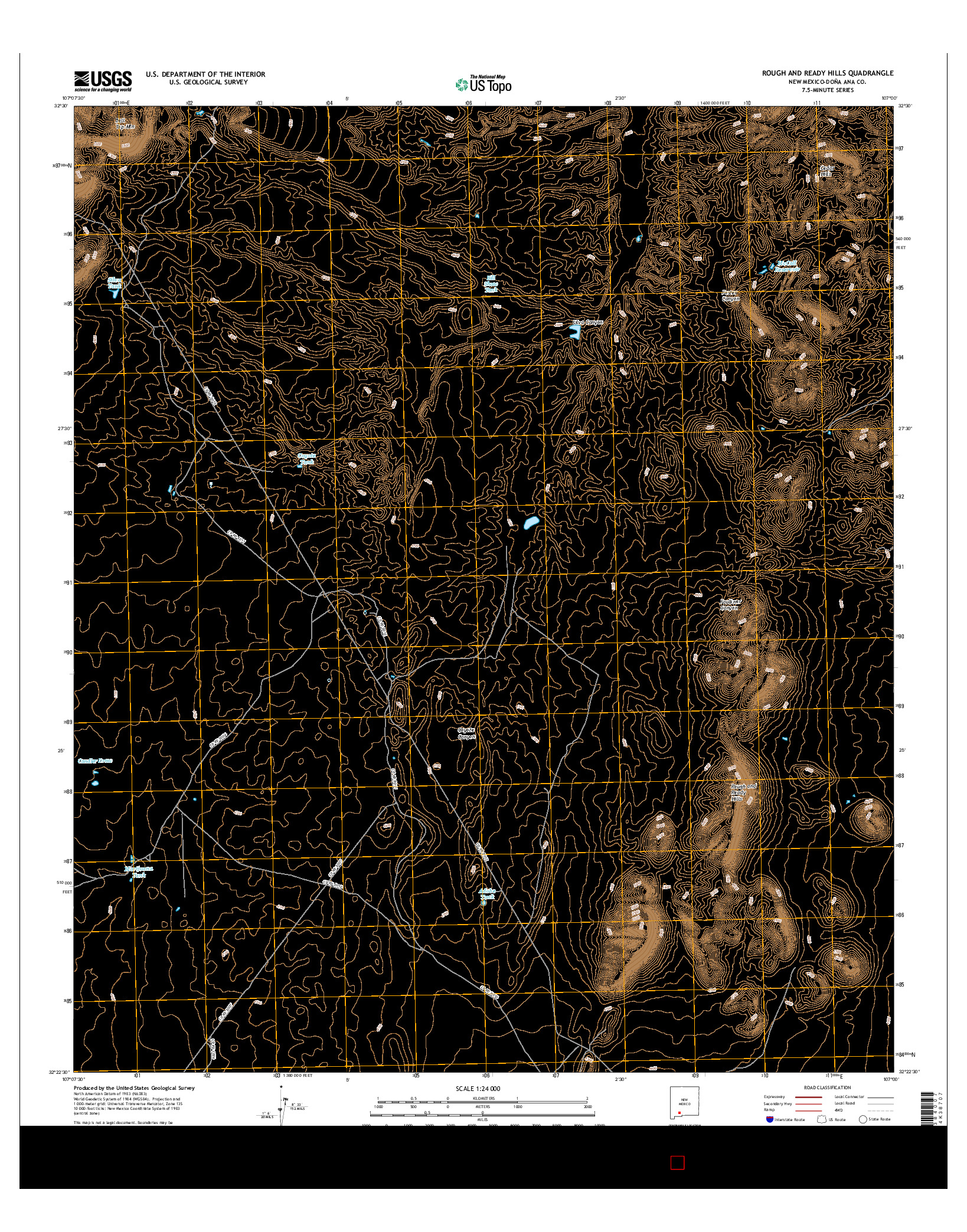 USGS US TOPO 7.5-MINUTE MAP FOR ROUGH AND READY HILLS, NM 2017