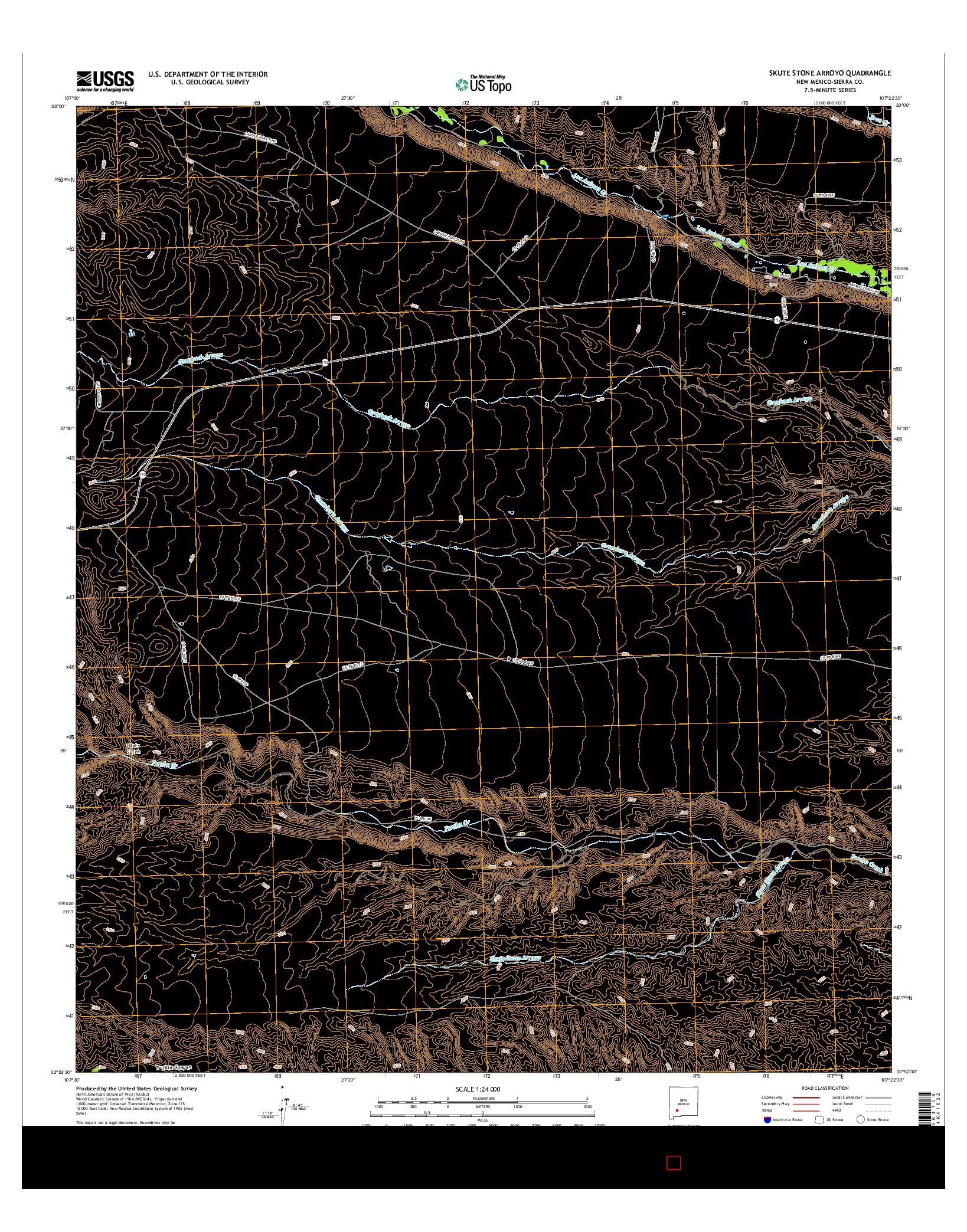 USGS US TOPO 7.5-MINUTE MAP FOR SKUTE STONE ARROYO, NM 2017