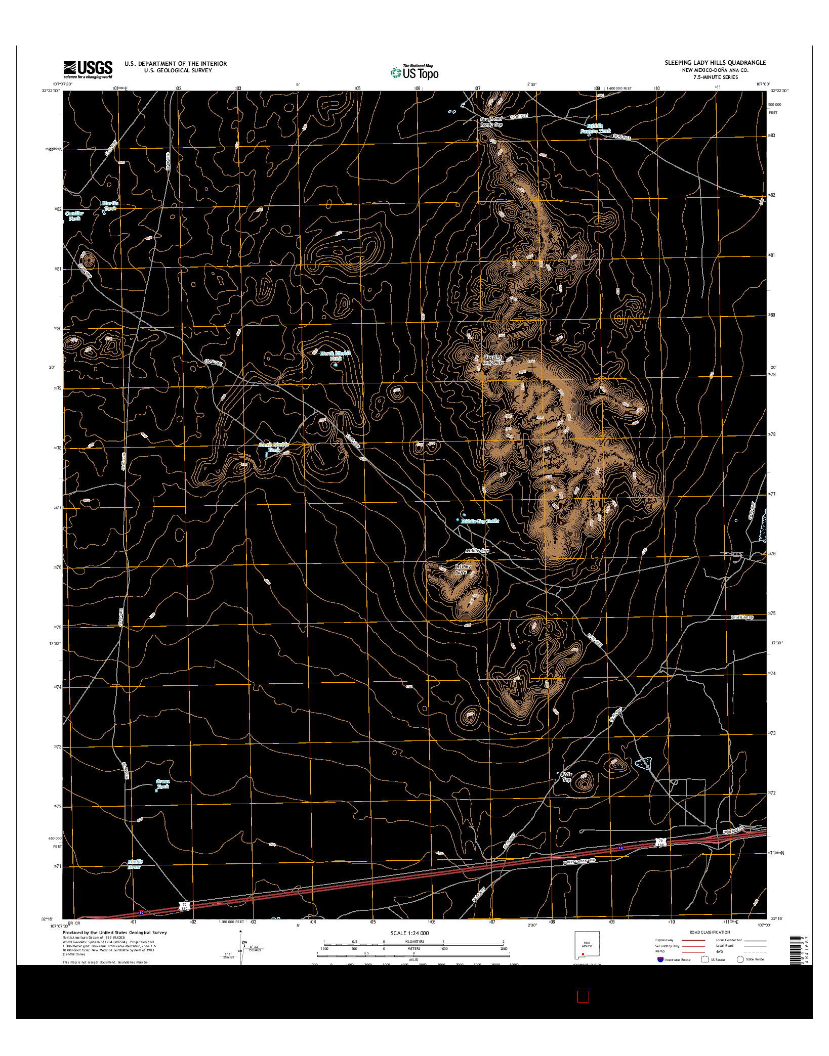 USGS US TOPO 7.5-MINUTE MAP FOR SLEEPING LADY HILLS, NM 2017