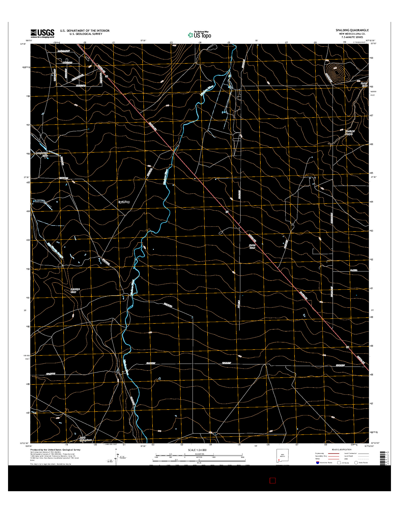 USGS US TOPO 7.5-MINUTE MAP FOR SPALDING, NM 2017