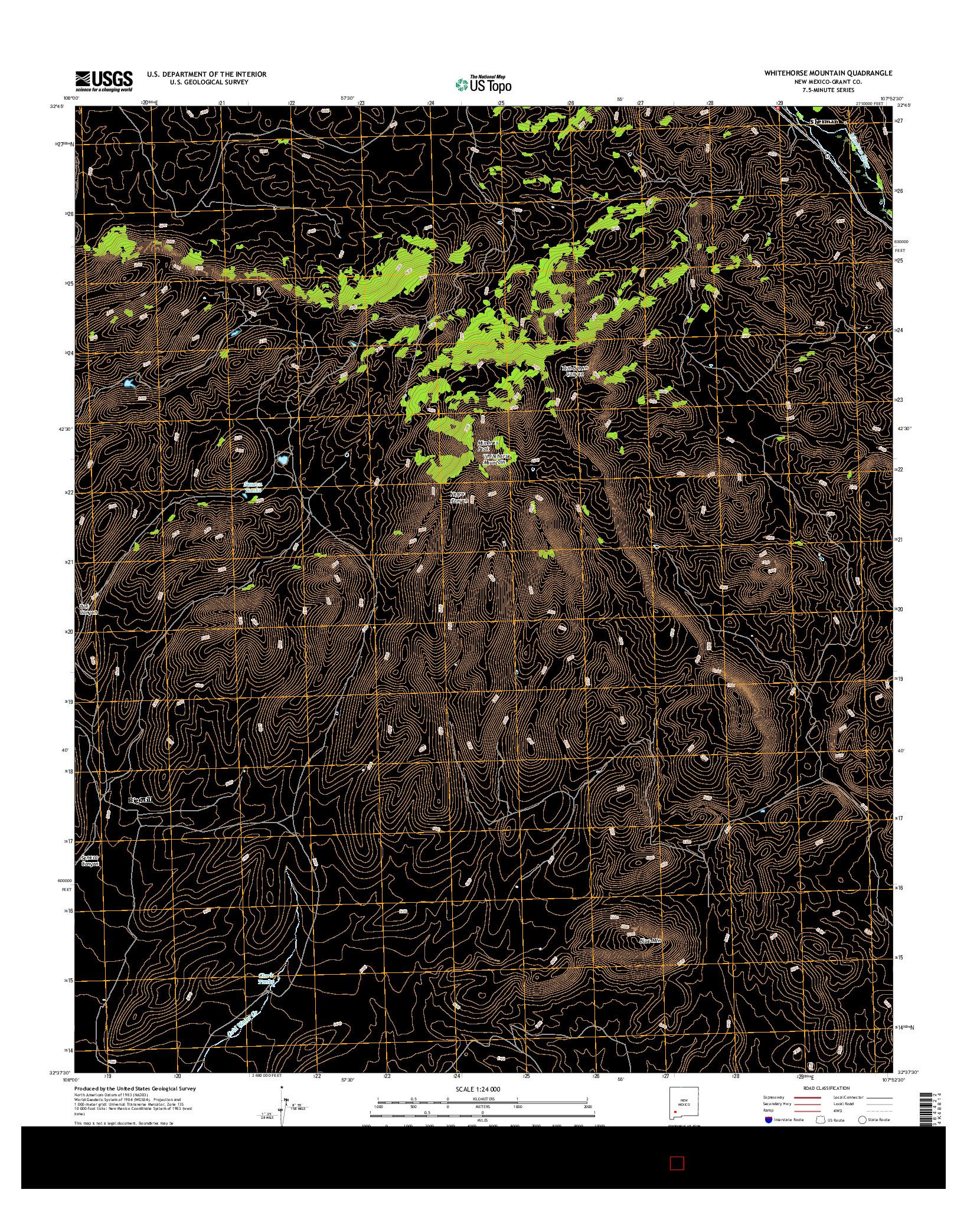 USGS US TOPO 7.5-MINUTE MAP FOR WHITEHORSE MOUNTAIN, NM 2017