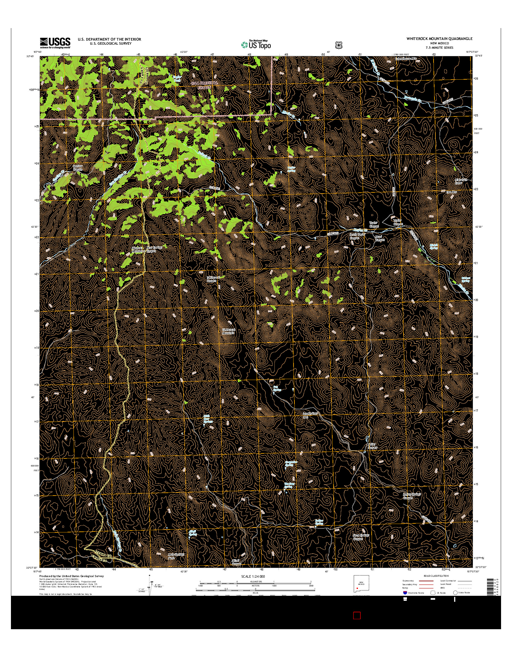 USGS US TOPO 7.5-MINUTE MAP FOR WHITEROCK MOUNTAIN, NM 2017