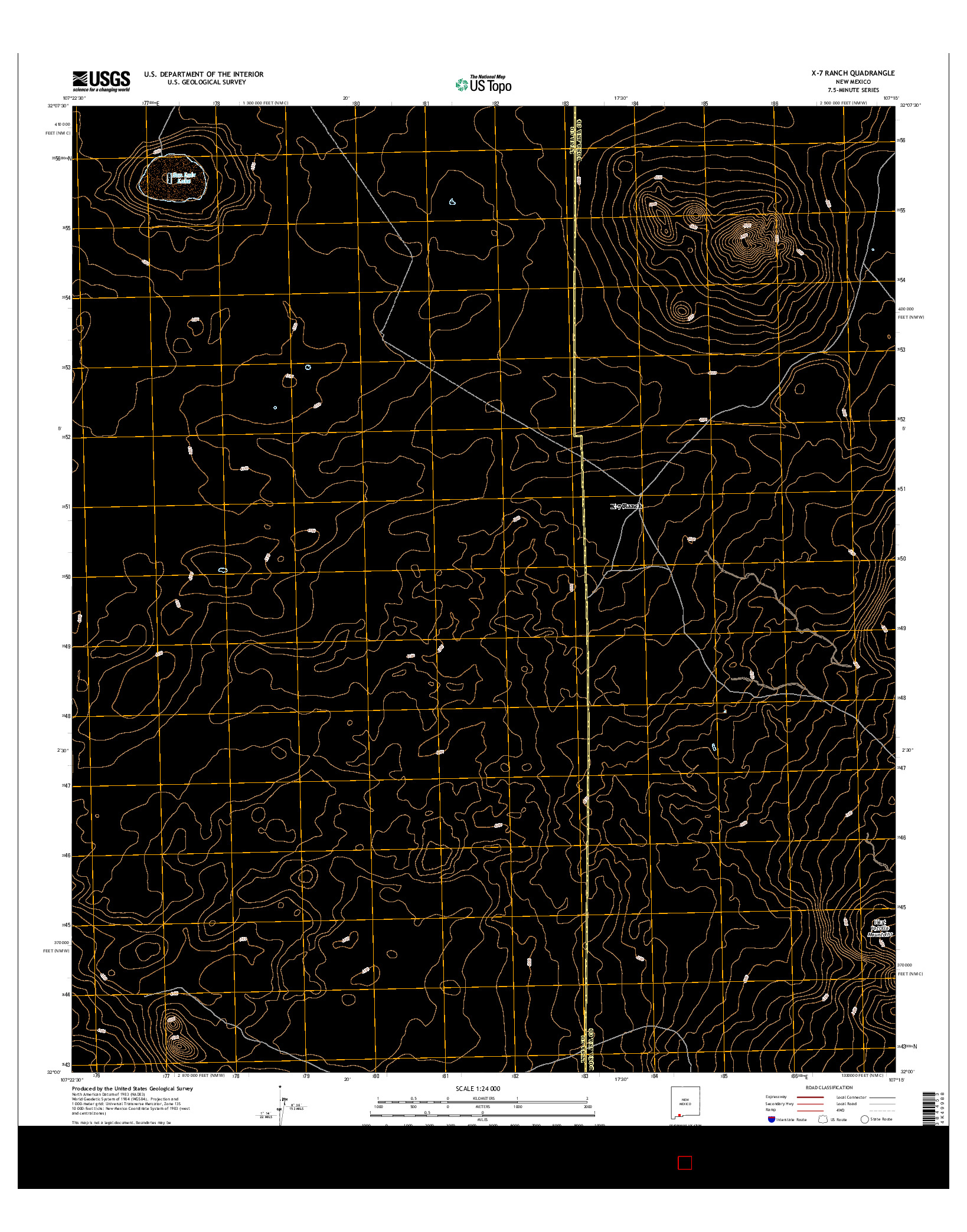 USGS US TOPO 7.5-MINUTE MAP FOR X-7 RANCH, NM 2017