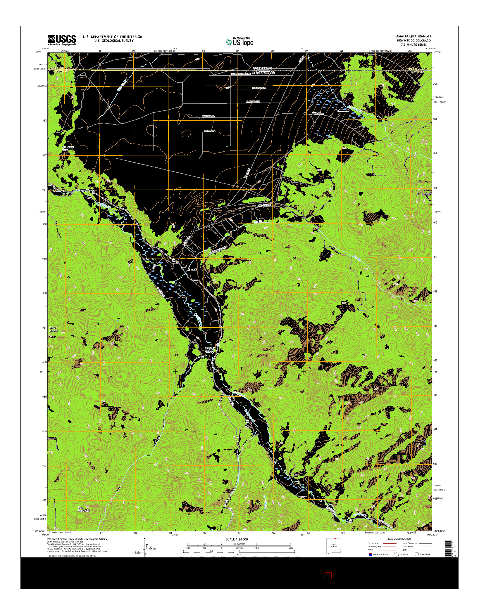 USGS US TOPO 7.5-MINUTE MAP FOR AMALIA, NM-CO 2017