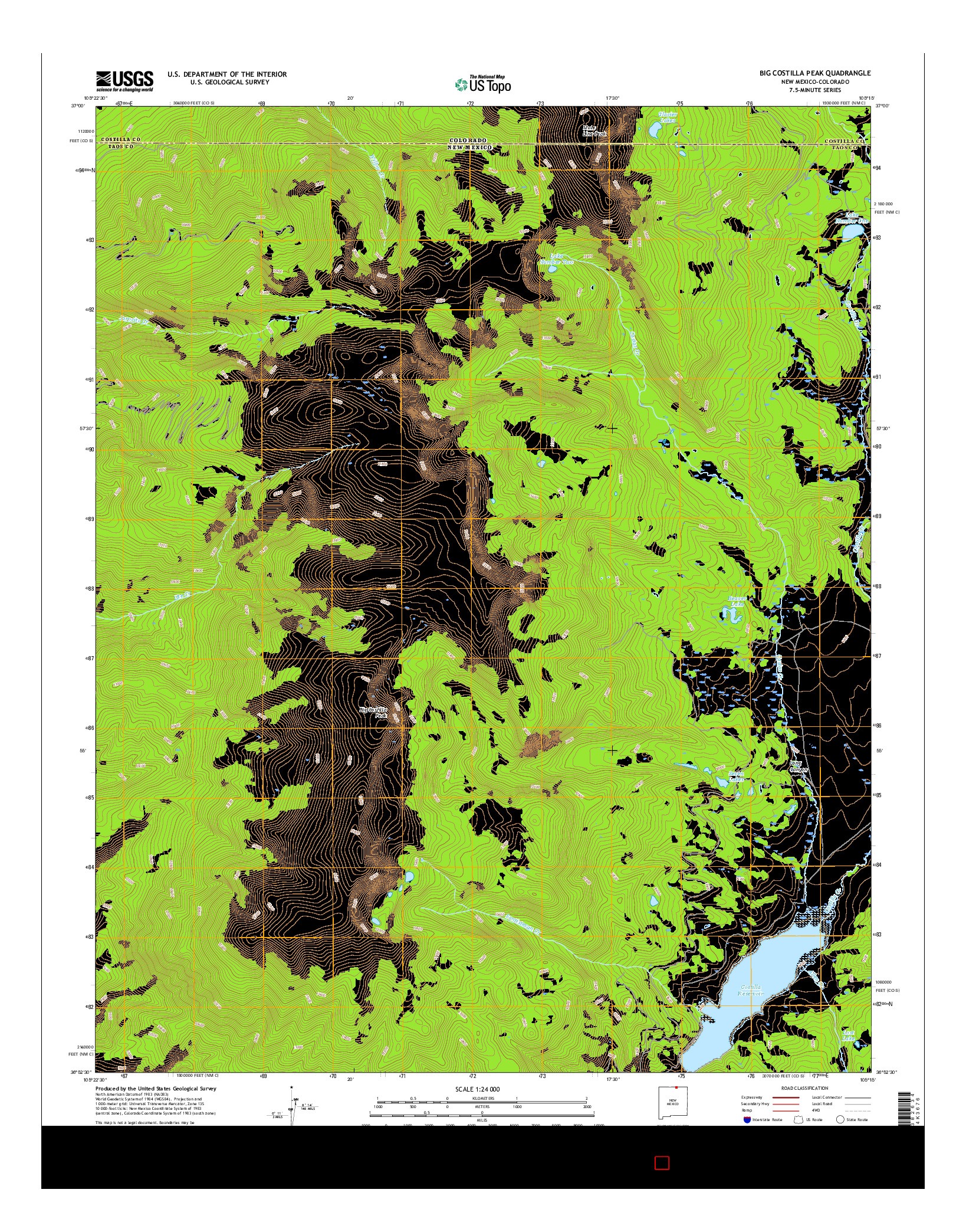 USGS US TOPO 7.5-MINUTE MAP FOR BIG COSTILLA PEAK, NM-CO 2017