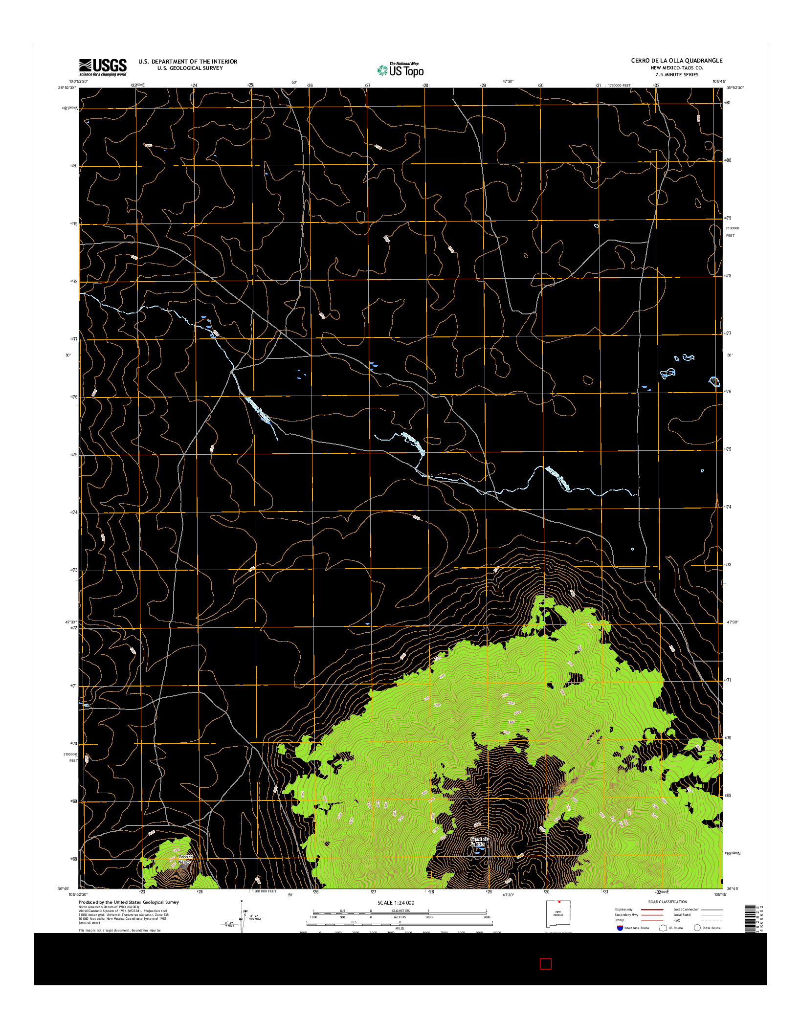 USGS US TOPO 7.5-MINUTE MAP FOR CERRO DE LA OLLA, NM 2017