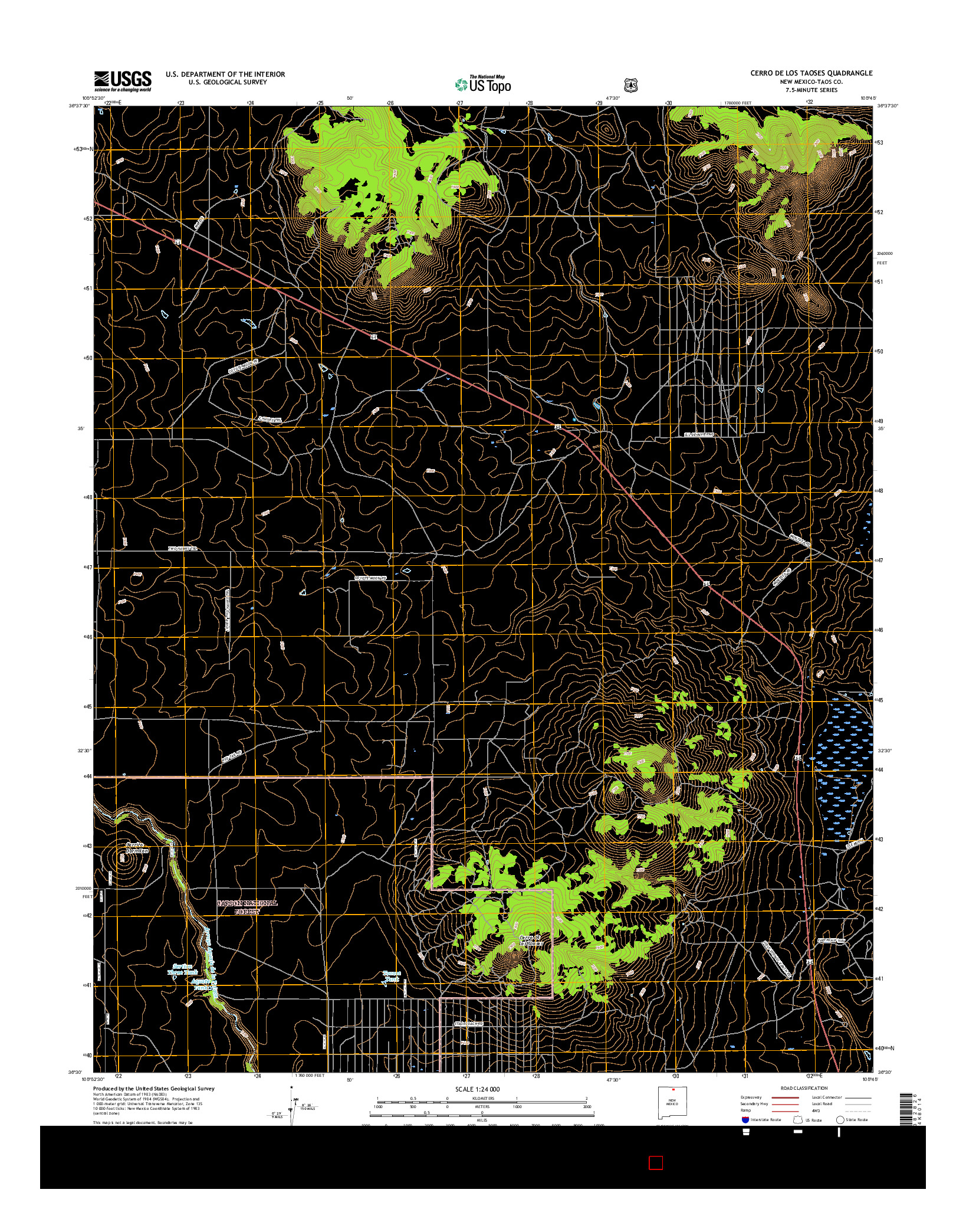 USGS US TOPO 7.5-MINUTE MAP FOR CERRO DE LOS TAOSES, NM 2017