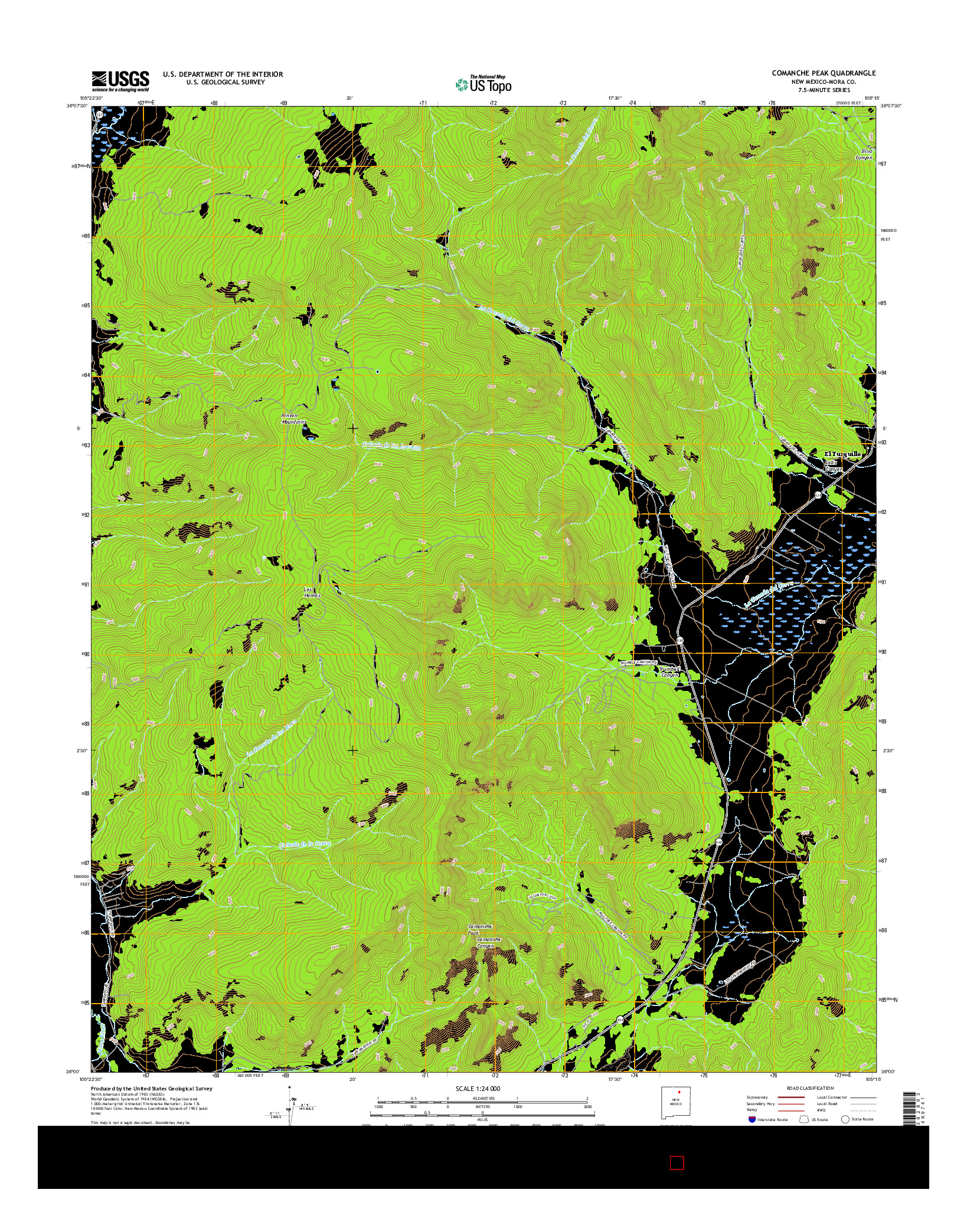 USGS US TOPO 7.5-MINUTE MAP FOR COMANCHE PEAK, NM 2017