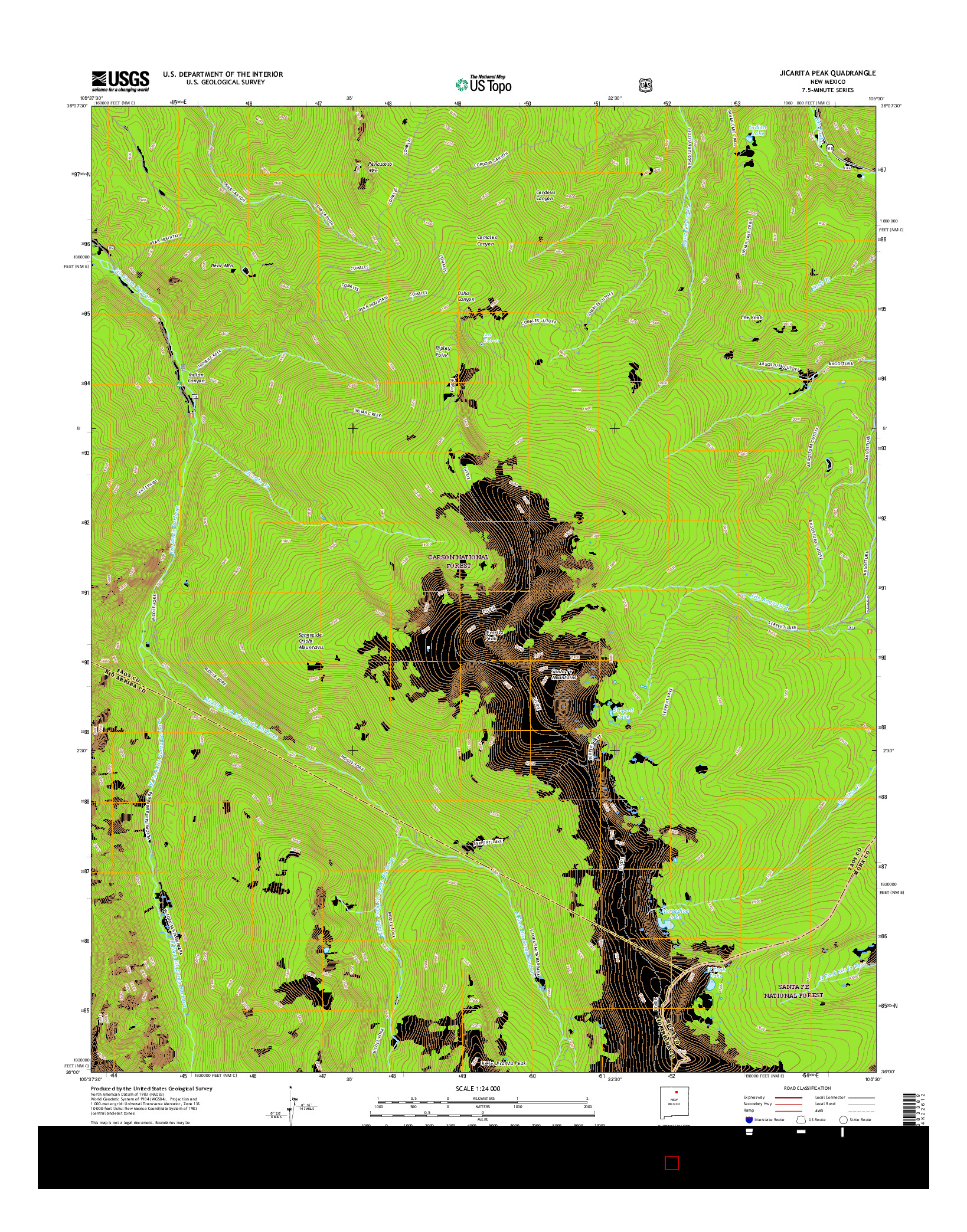 USGS US TOPO 7.5-MINUTE MAP FOR JICARITA PEAK, NM 2017