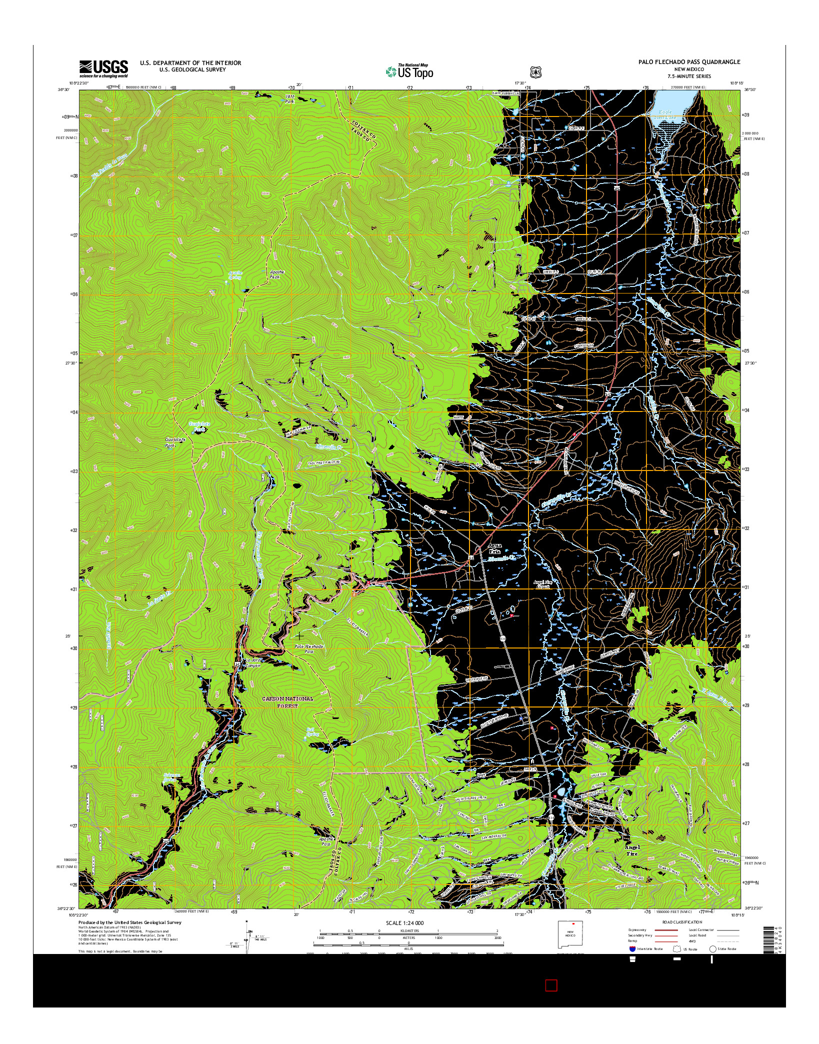USGS US TOPO 7.5-MINUTE MAP FOR PALO FLECHADO PASS, NM 2017