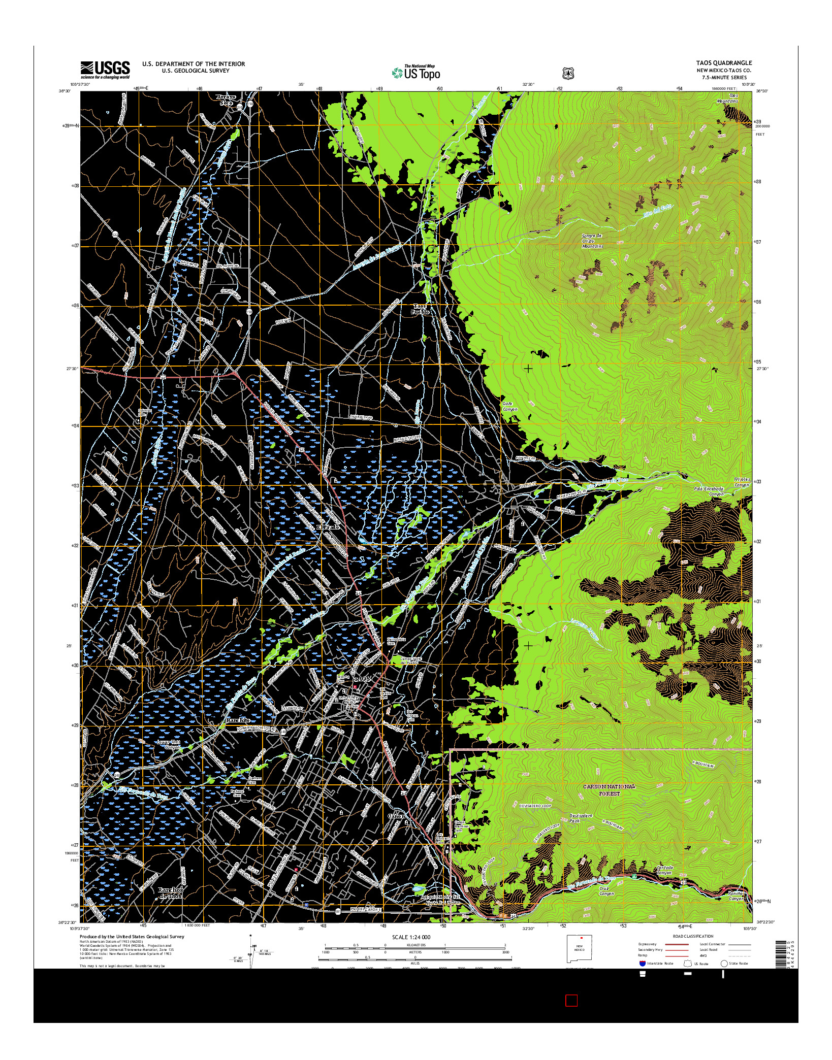 USGS US TOPO 7.5-MINUTE MAP FOR TAOS, NM 2017