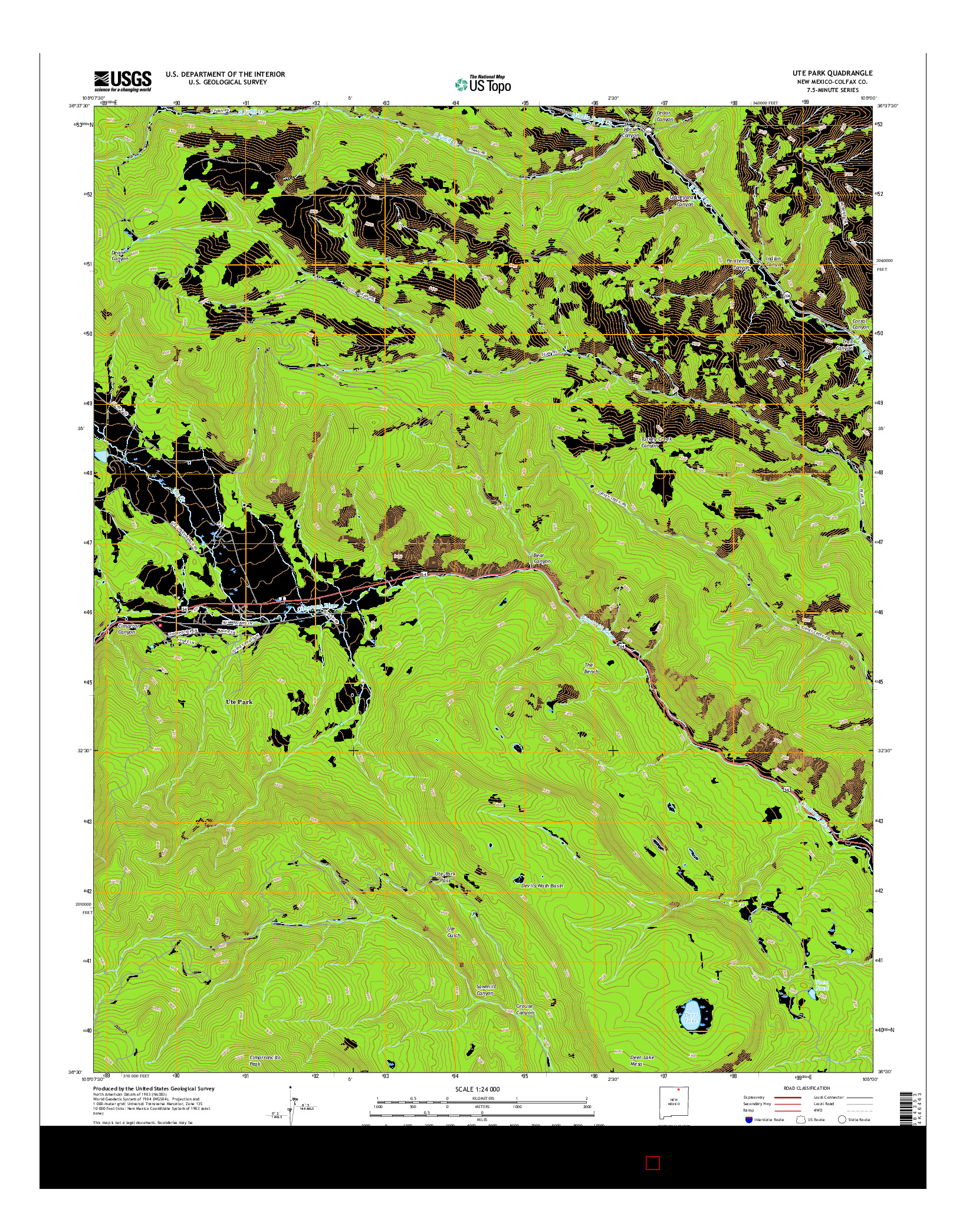 USGS US TOPO 7.5-MINUTE MAP FOR UTE PARK, NM 2017