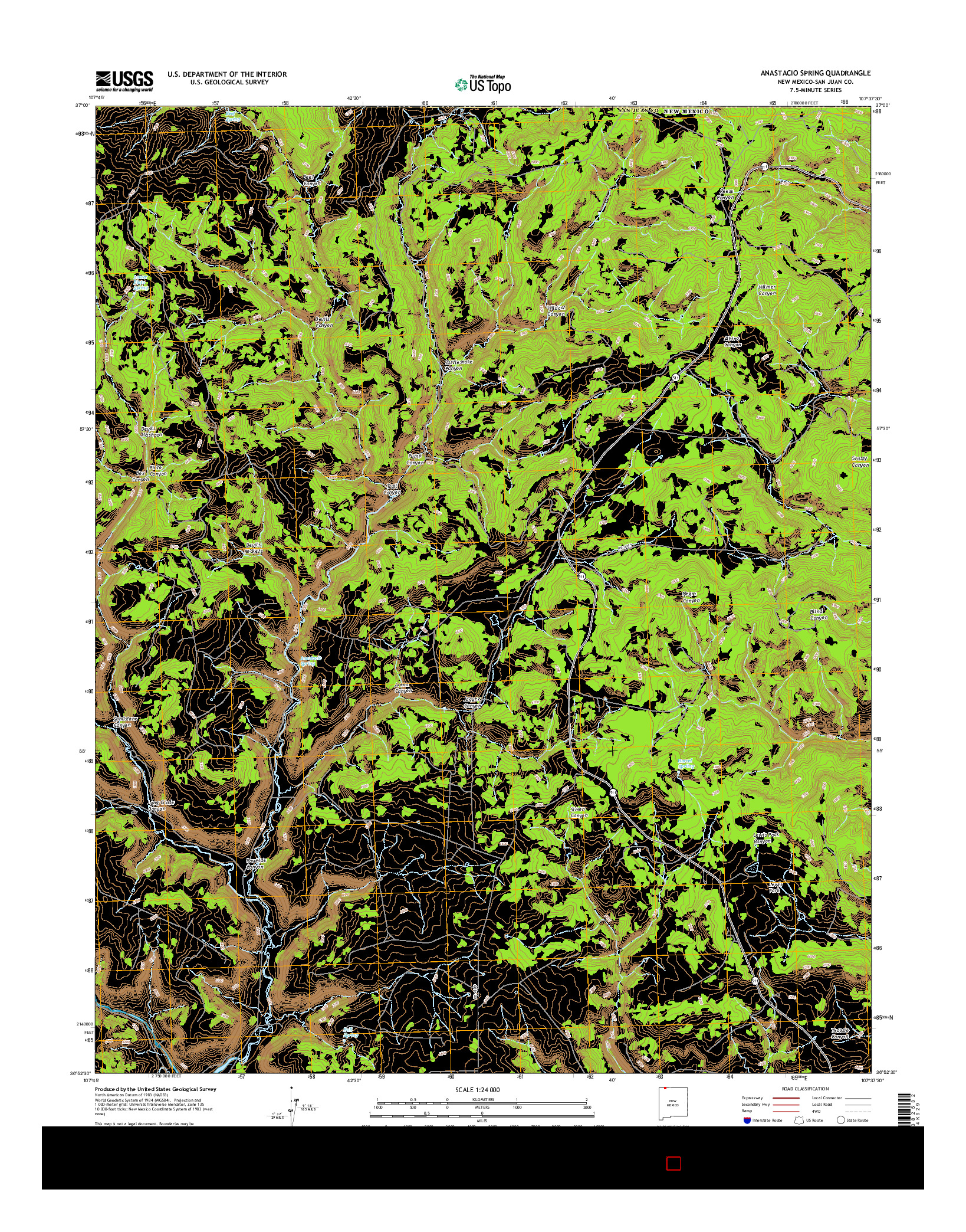 USGS US TOPO 7.5-MINUTE MAP FOR ANASTACIO SPRING, NM 2017