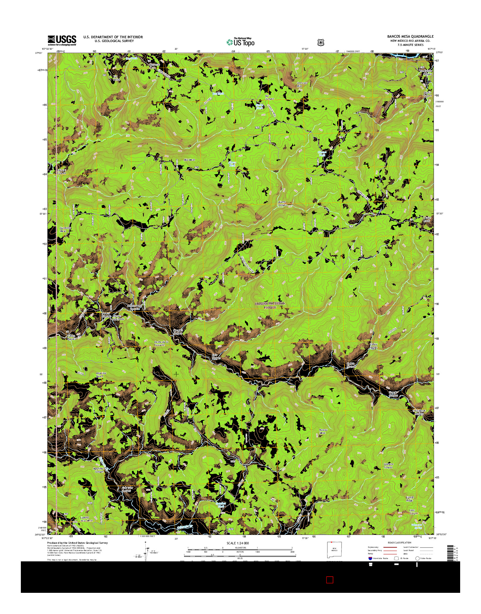 USGS US TOPO 7.5-MINUTE MAP FOR BANCOS MESA, NM 2017