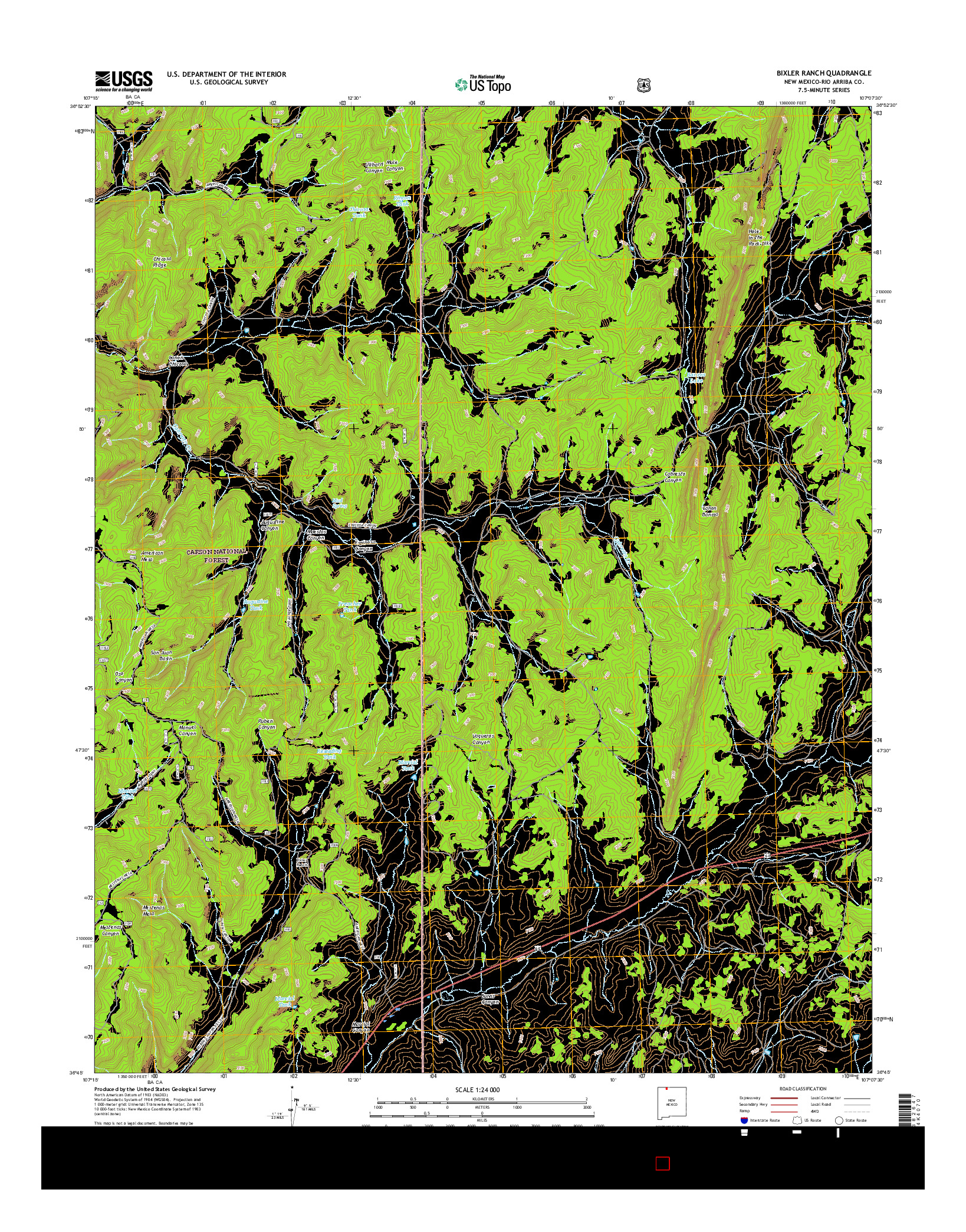 USGS US TOPO 7.5-MINUTE MAP FOR BIXLER RANCH, NM 2017