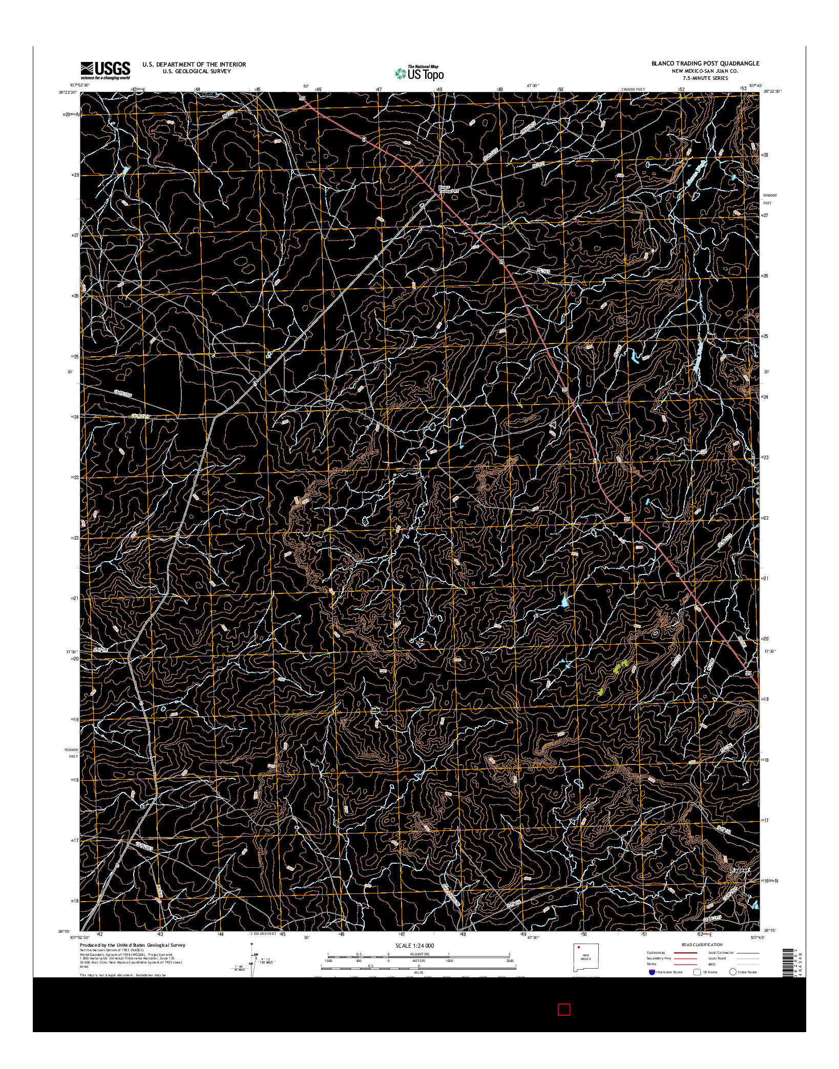 USGS US TOPO 7.5-MINUTE MAP FOR BLANCO TRADING POST, NM 2017