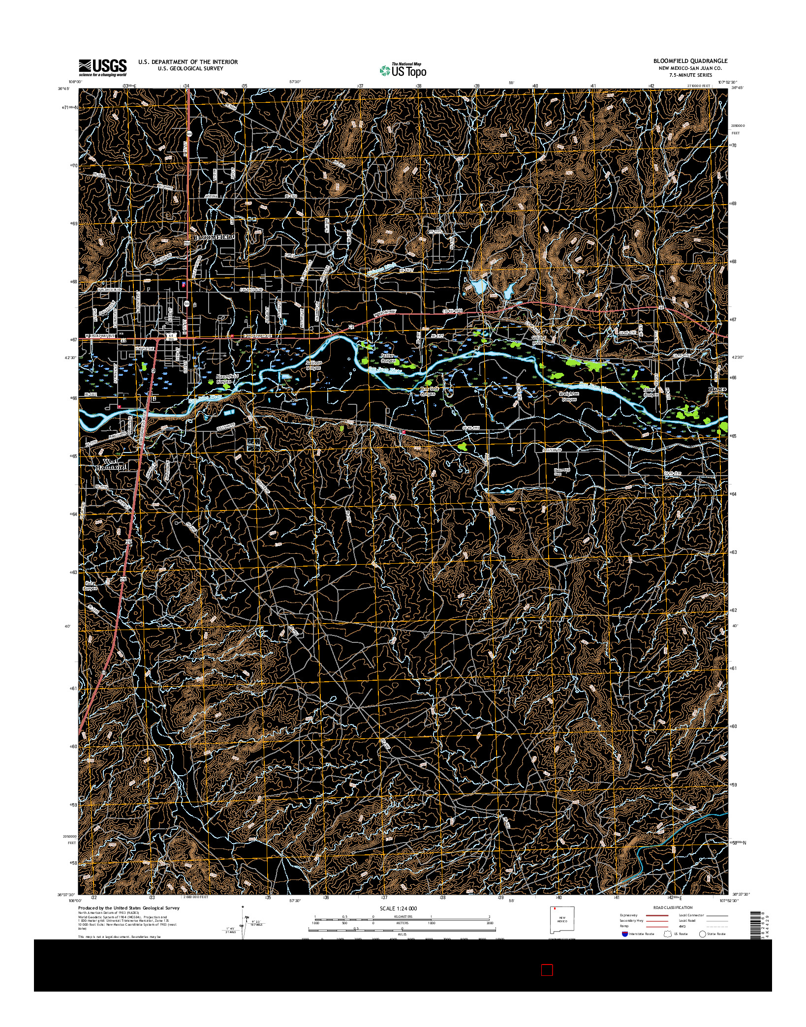 USGS US TOPO 7.5-MINUTE MAP FOR BLOOMFIELD, NM 2017