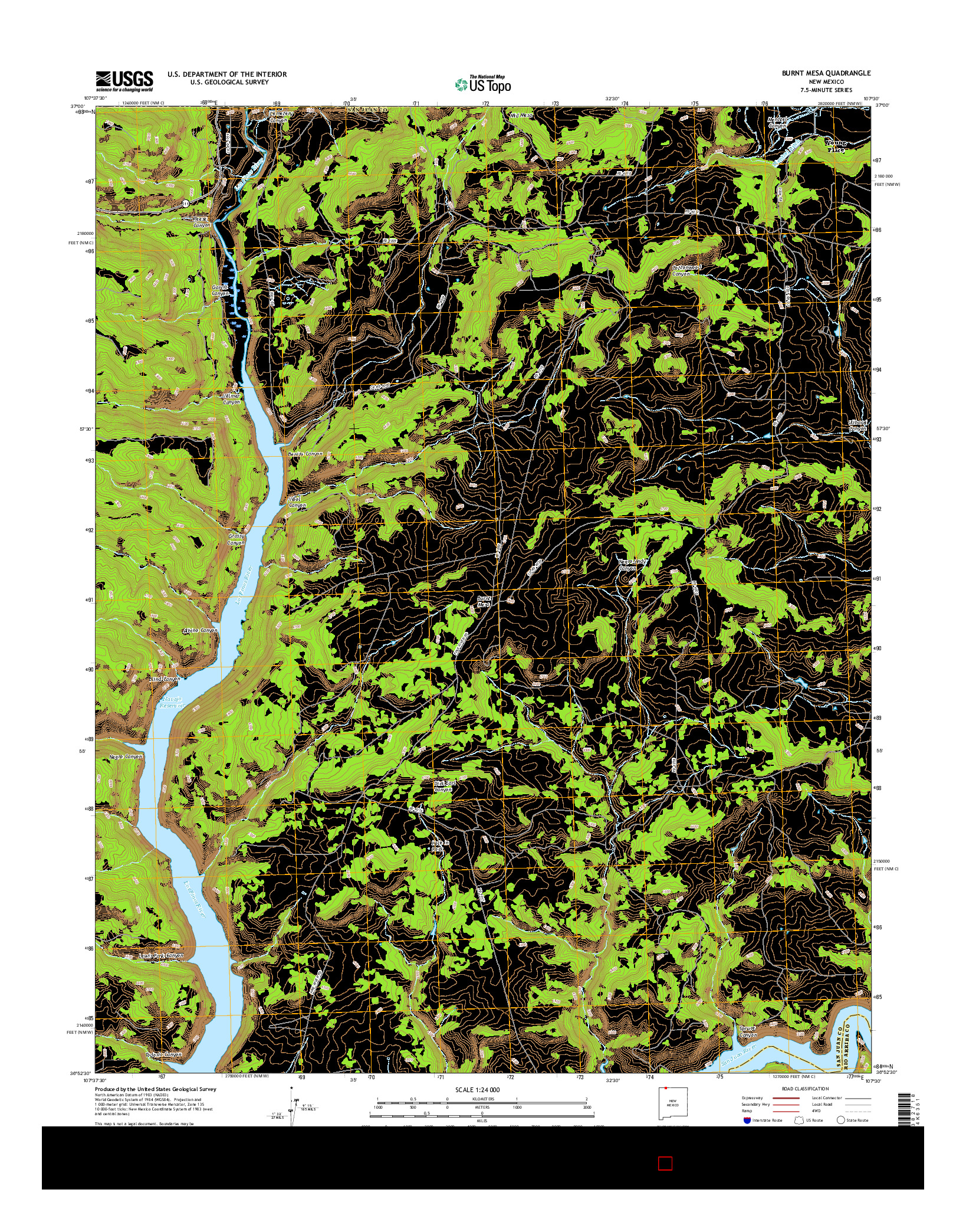 USGS US TOPO 7.5-MINUTE MAP FOR BURNT MESA, NM 2017