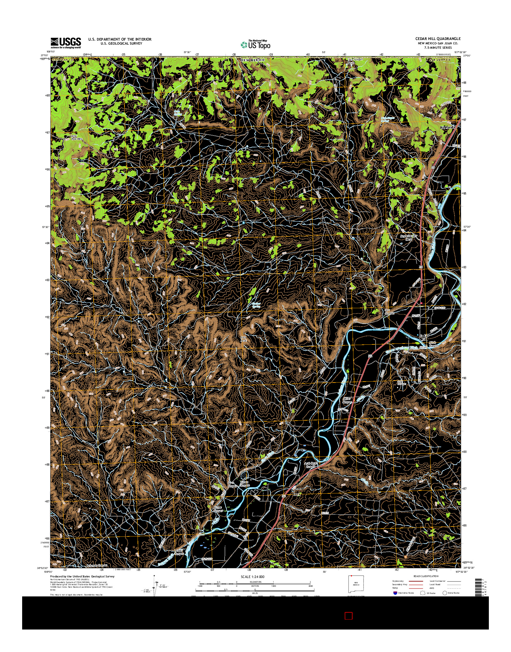 USGS US TOPO 7.5-MINUTE MAP FOR CEDAR HILL, NM 2017