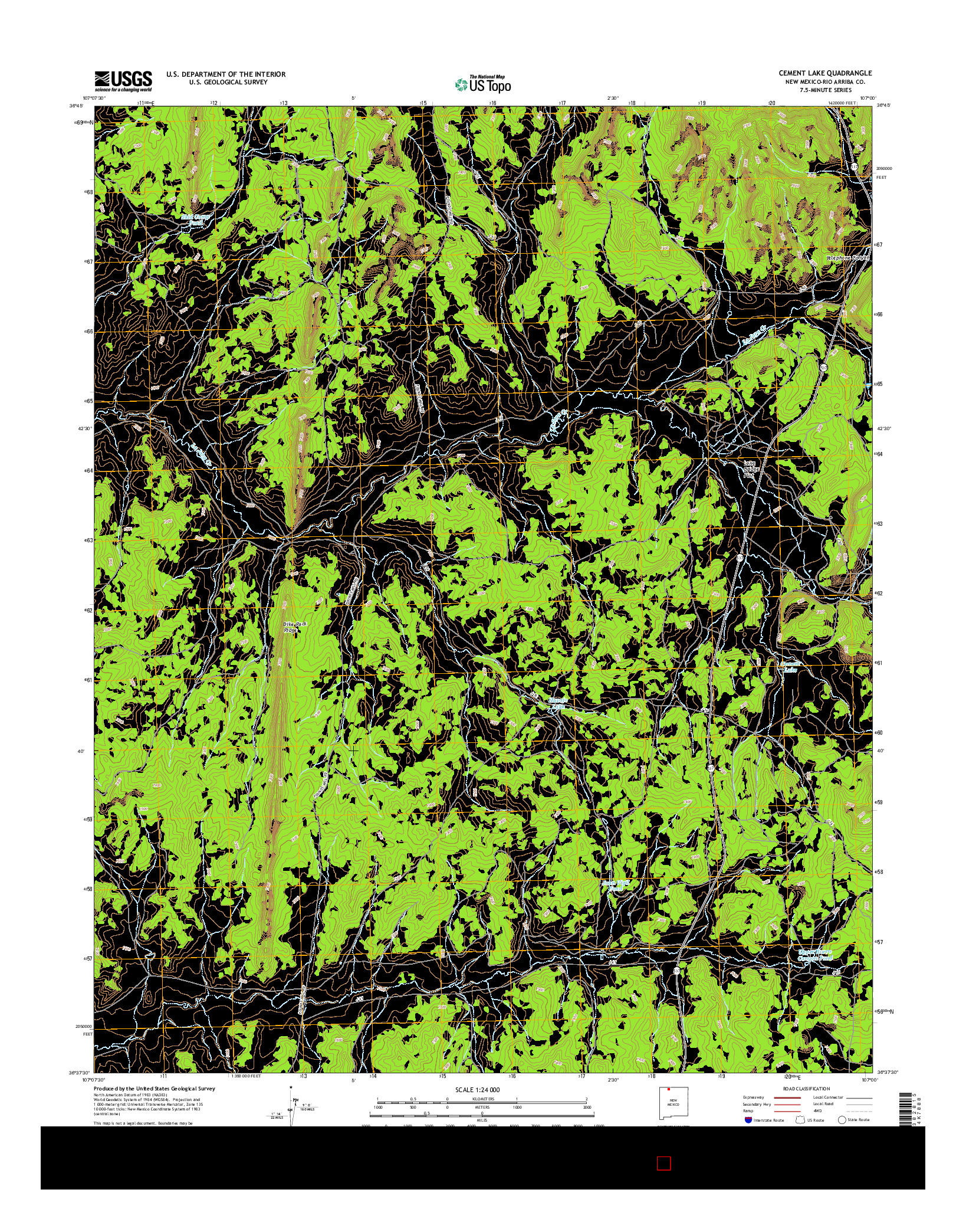 USGS US TOPO 7.5-MINUTE MAP FOR CEMENT LAKE, NM 2017