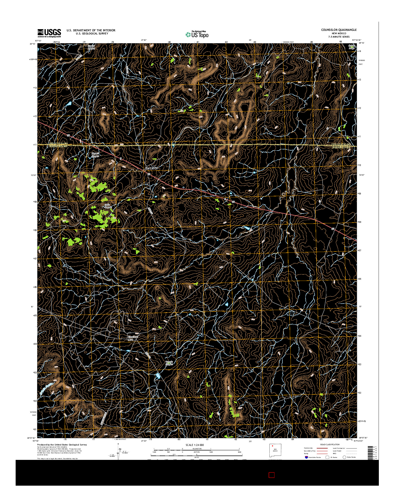 USGS US TOPO 7.5-MINUTE MAP FOR COUNSELOR, NM 2017