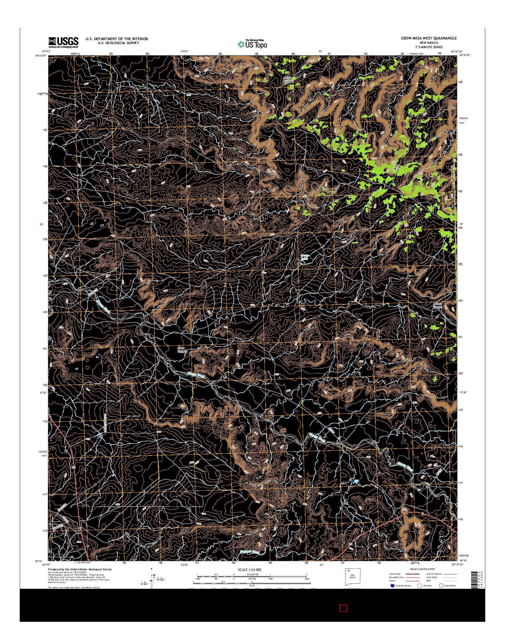 USGS US TOPO 7.5-MINUTE MAP FOR CROW MESA WEST, NM 2017