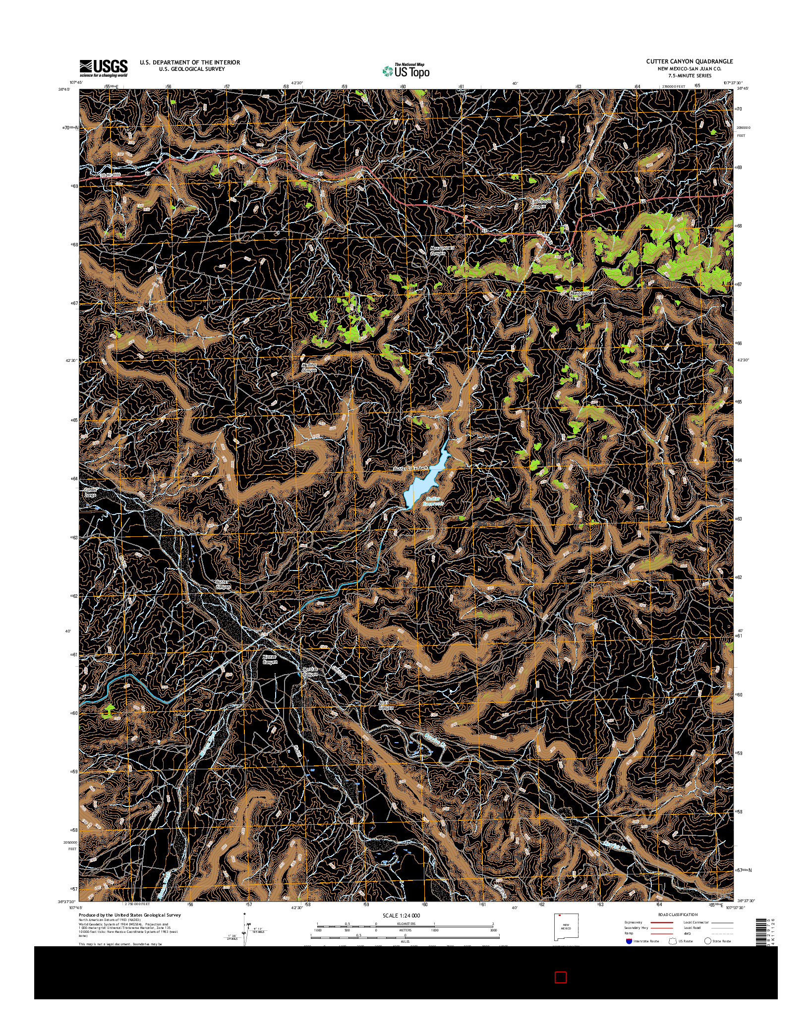 USGS US TOPO 7.5-MINUTE MAP FOR CUTTER CANYON, NM 2017