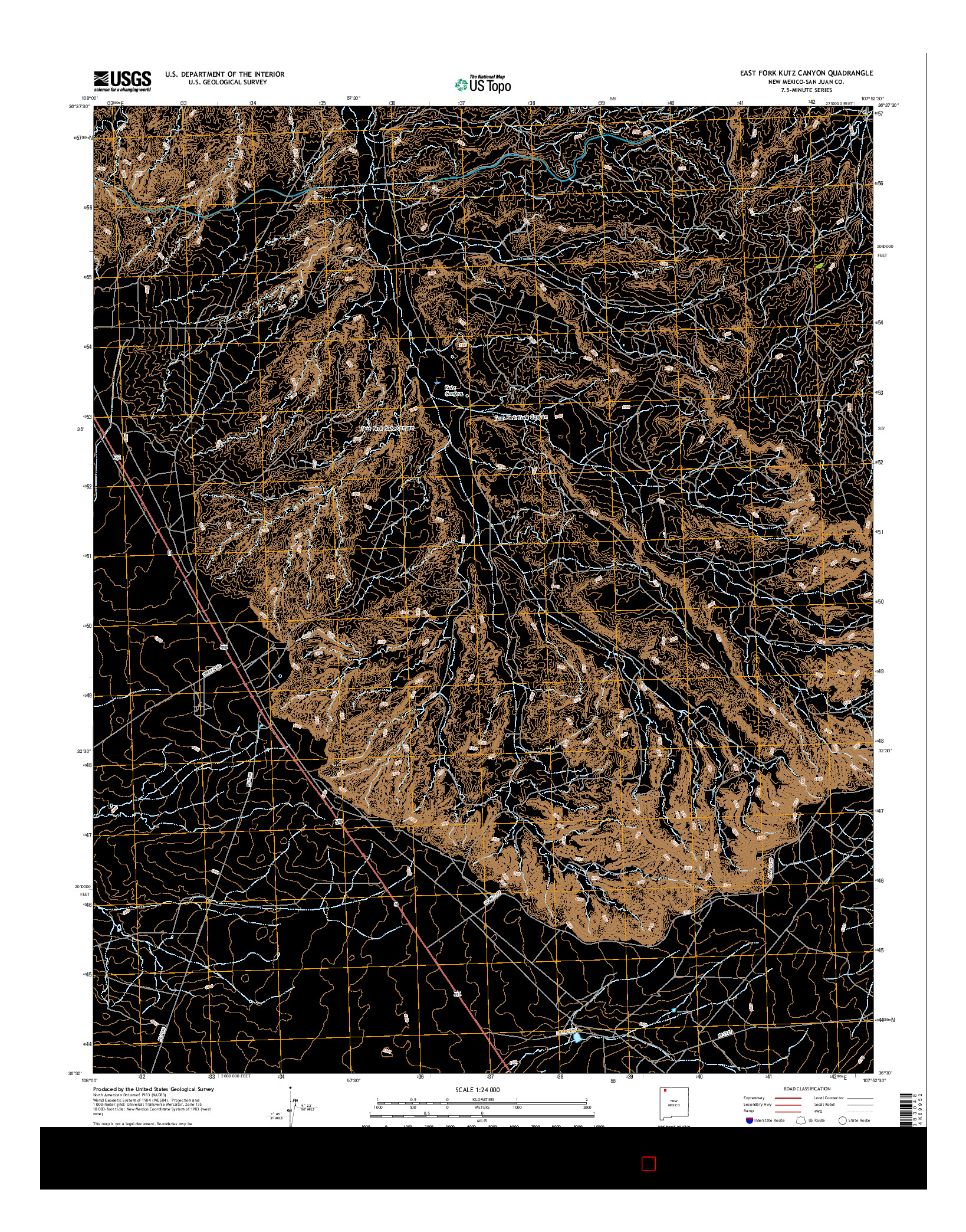 USGS US TOPO 7.5-MINUTE MAP FOR EAST FORK KUTZ CANYON, NM 2017