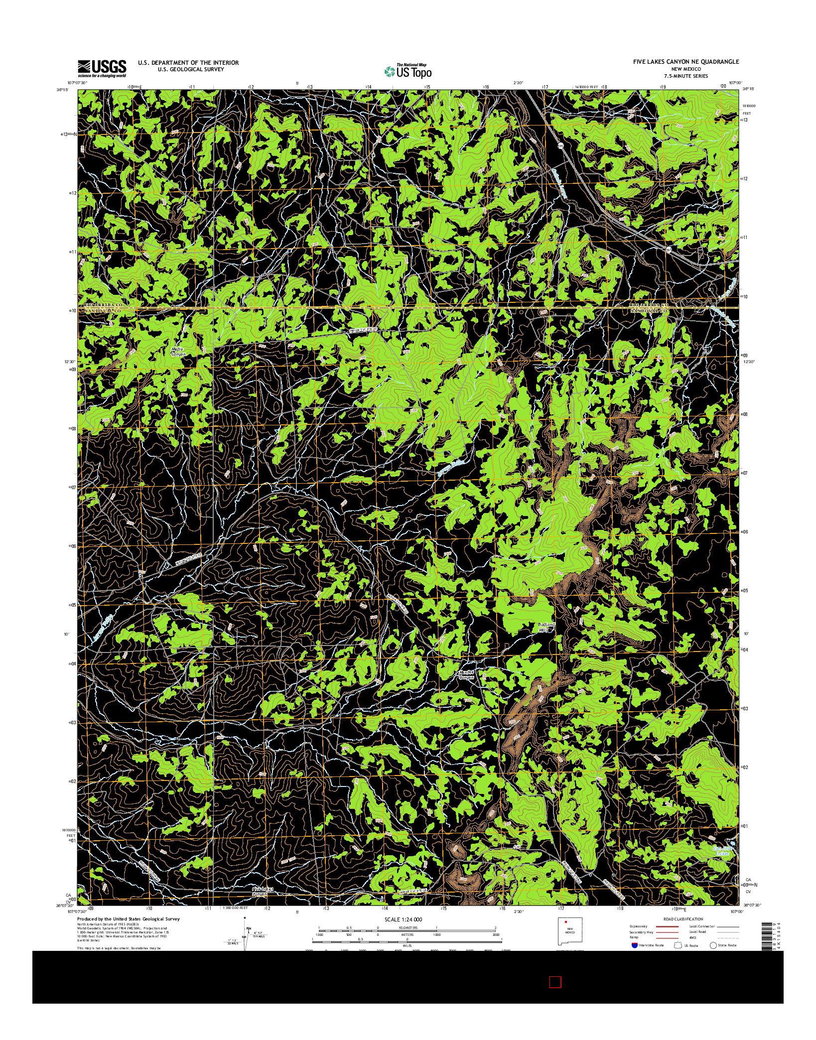 USGS US TOPO 7.5-MINUTE MAP FOR FIVE LAKES CANYON NE, NM 2017