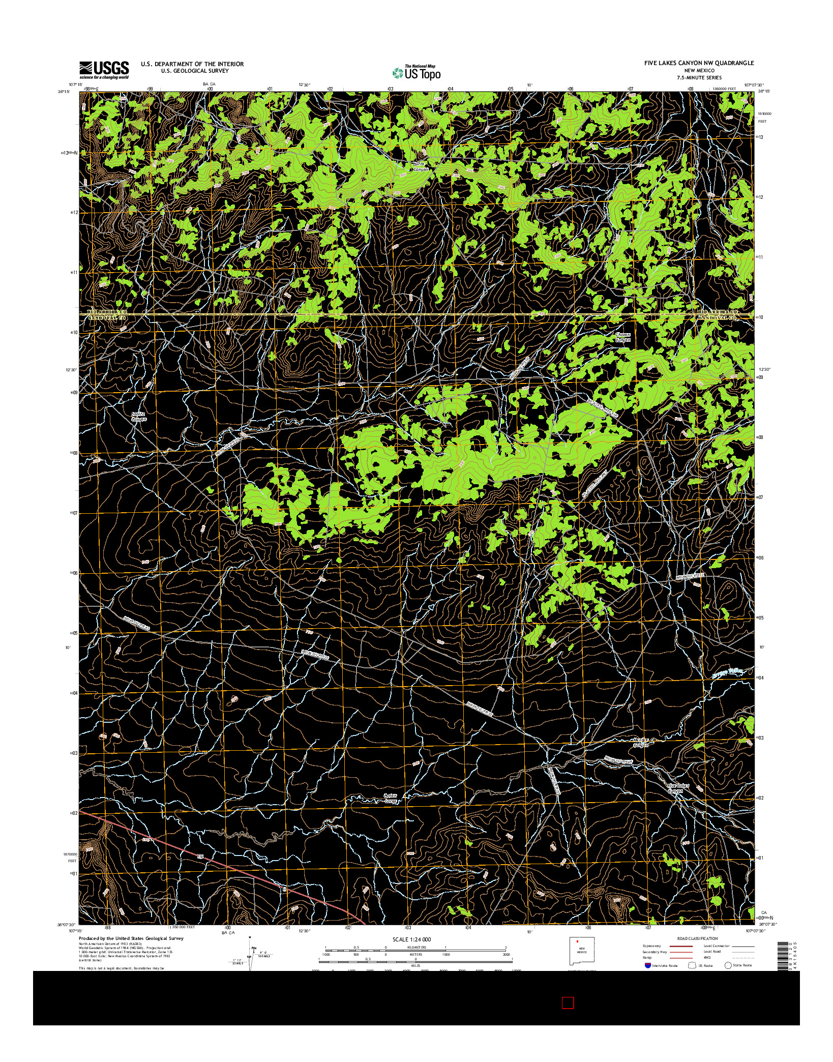 USGS US TOPO 7.5-MINUTE MAP FOR FIVE LAKES CANYON NW, NM 2017