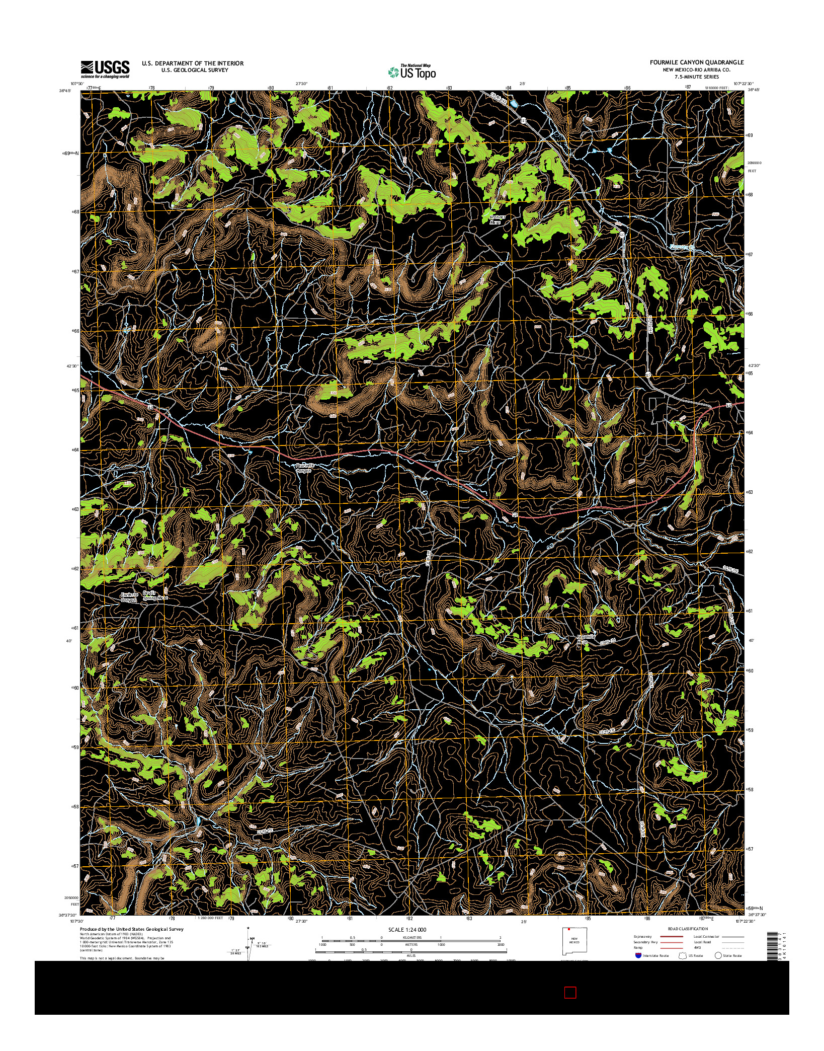 USGS US TOPO 7.5-MINUTE MAP FOR FOURMILE CANYON, NM 2017